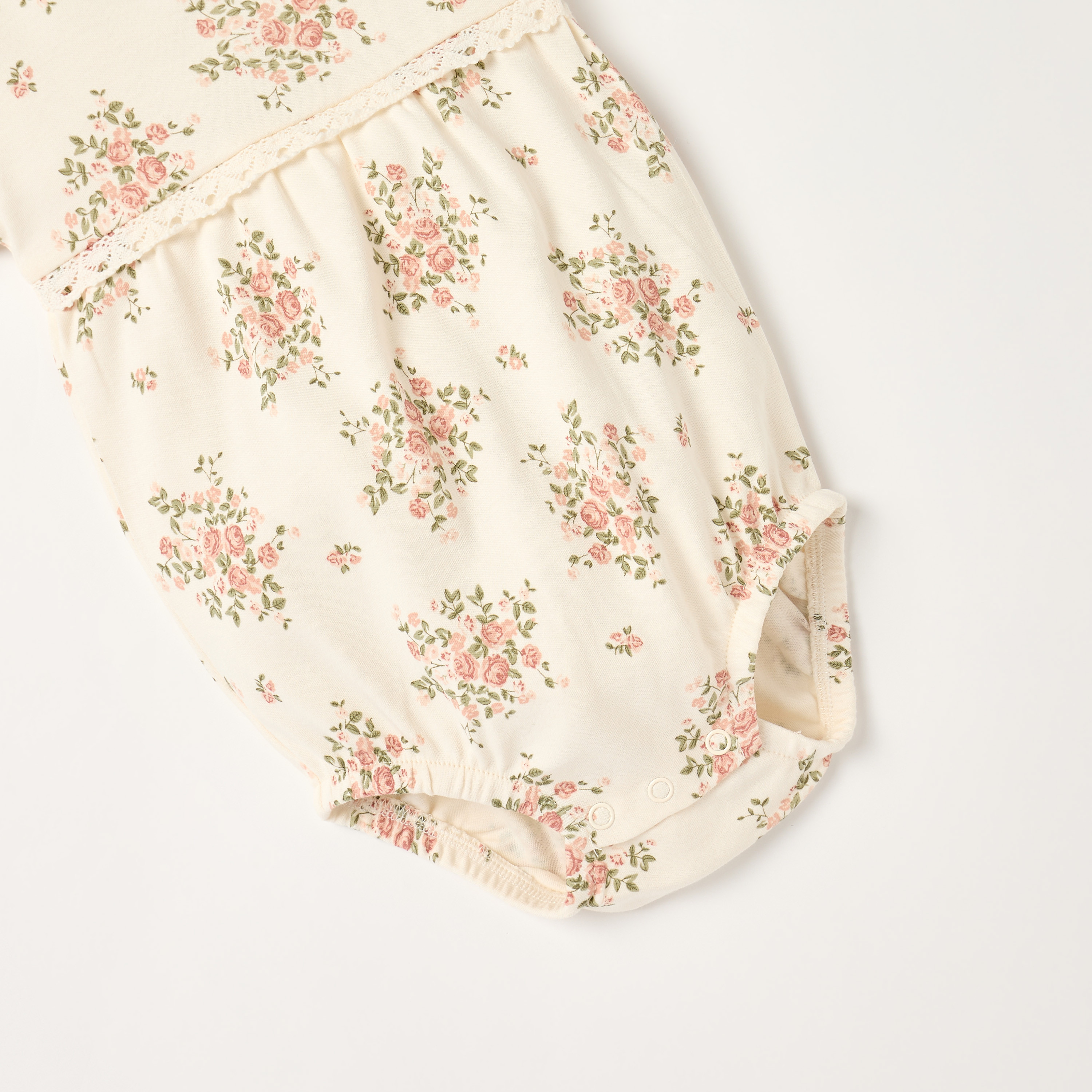 Juniors Floral Print Romper with Snap Button Closure-baby-girls-clothing-rompers-image-4