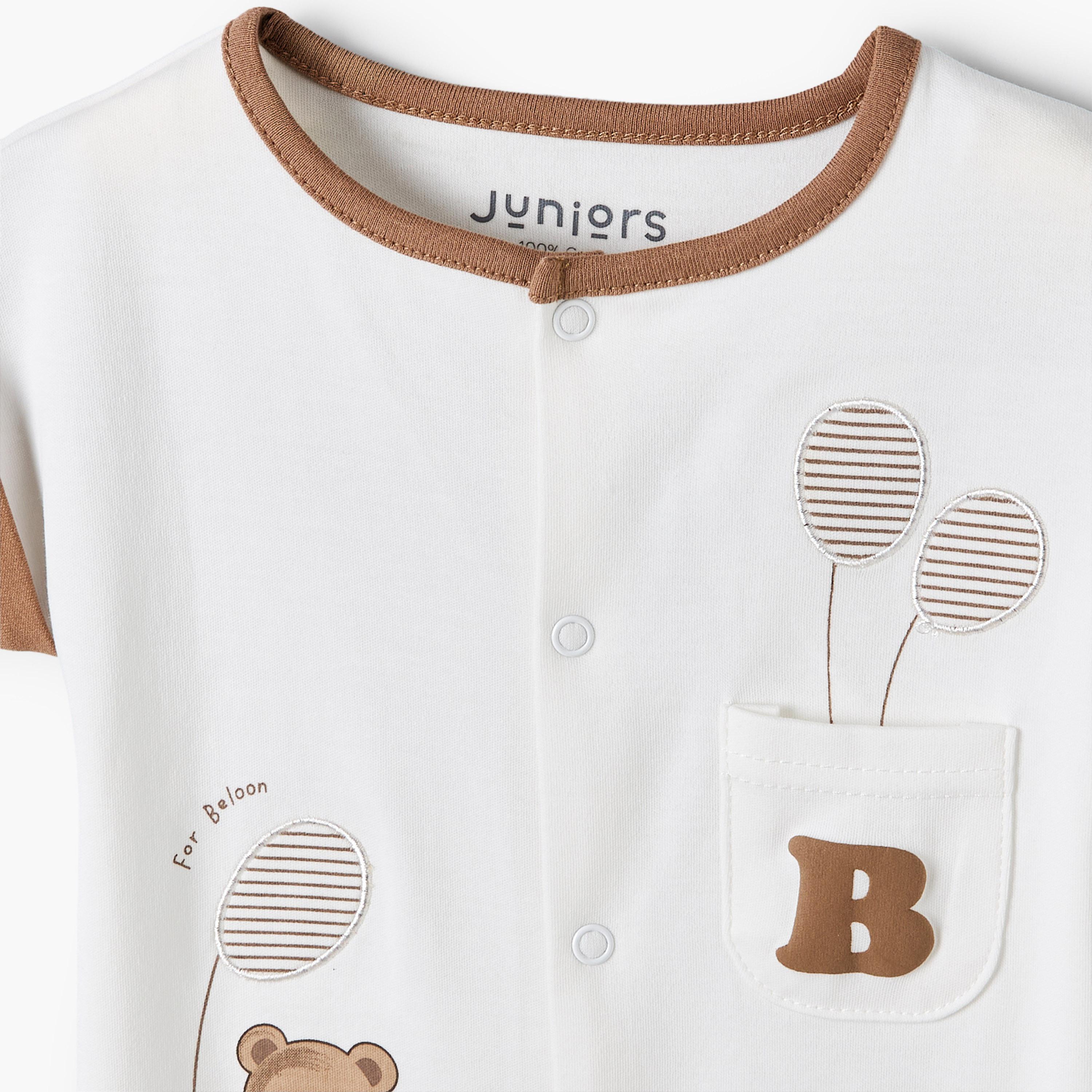 Juniors Crew Neck Short Sleeves Romper with Bear Print-baby-boys-clothing-rompers-image-4