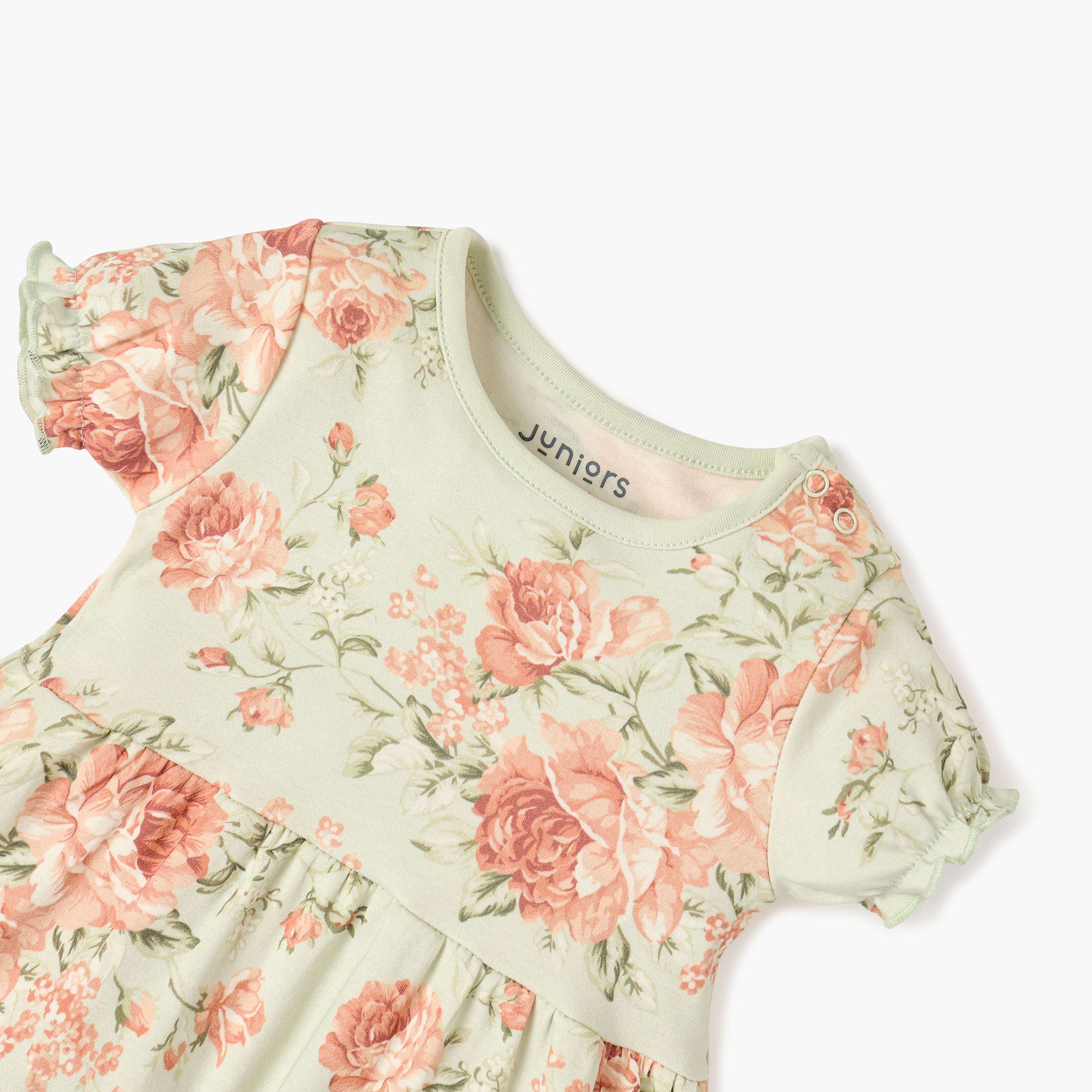 Juniors Floral Print A-line Dress with Short Sleeves and Lace Detail-baby-girls-clothing-dressesandjumpsuits-image-3