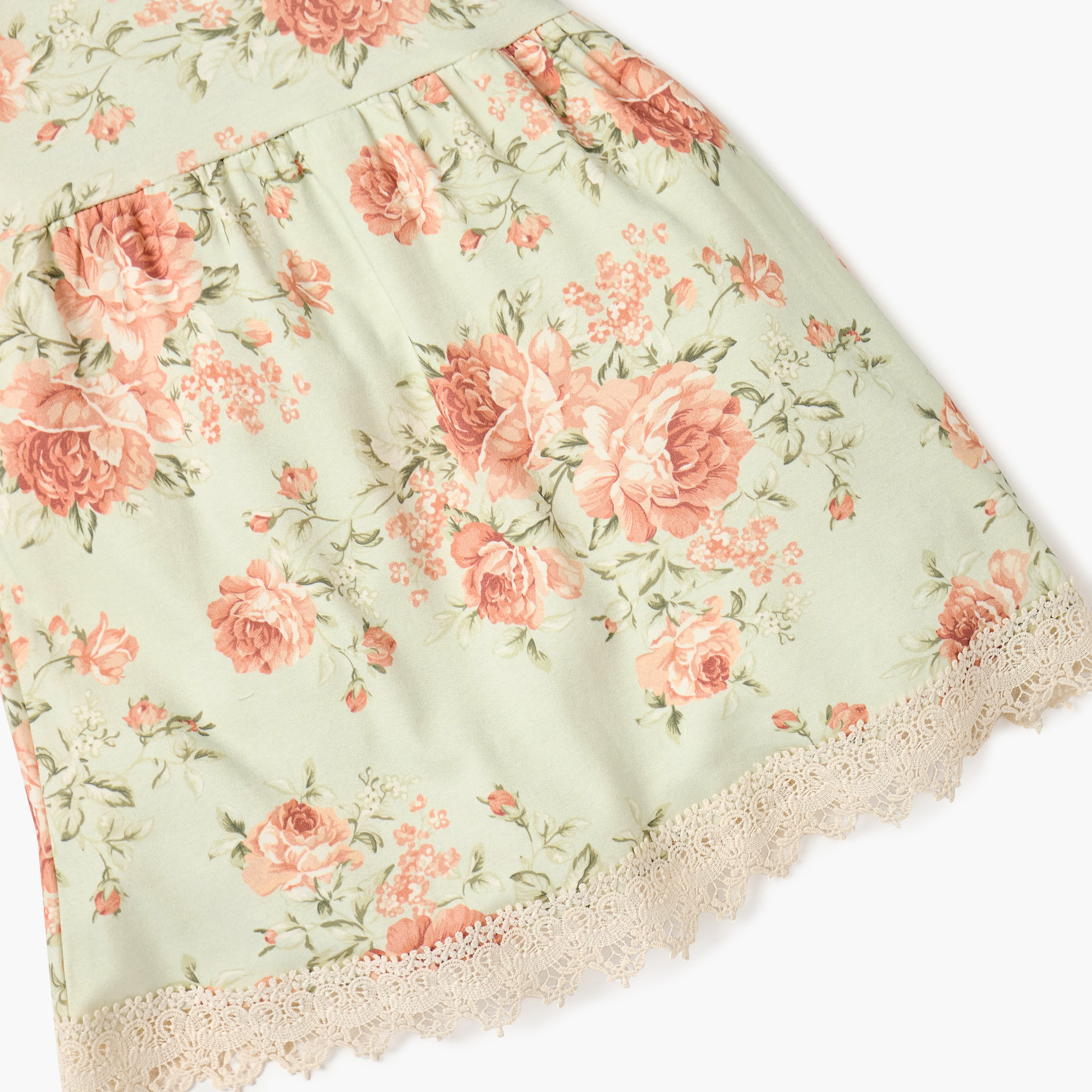 Juniors Floral Print A-line Dress with Short Sleeves and Lace Detail-baby-girls-clothing-dressesandjumpsuits-image-4