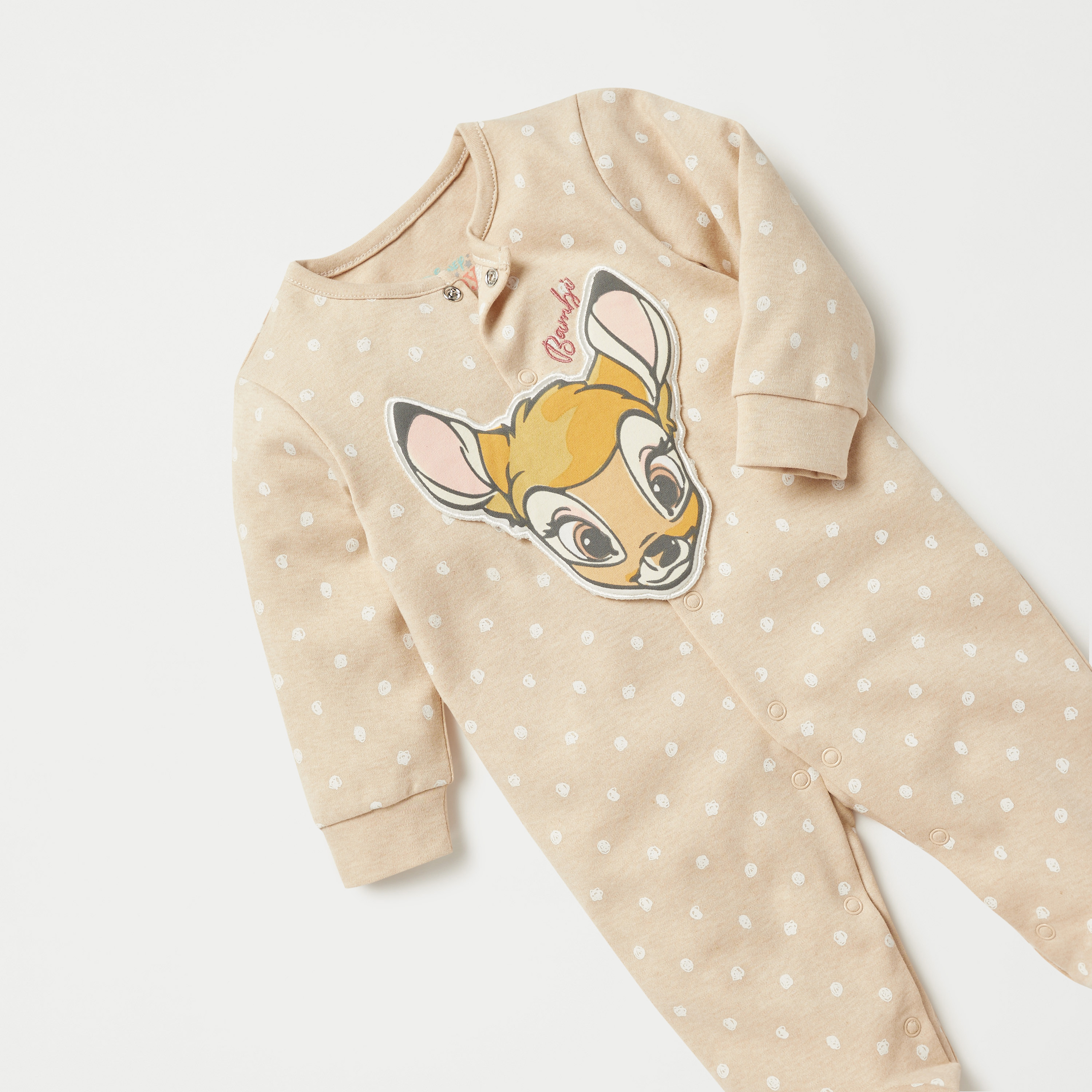 بدلة نوم مغلقة القدمين بأزرار إغلاق وزخارف بامبي من ديزني-baby-girls-clothing-nightwear-sleepsuits-image-3