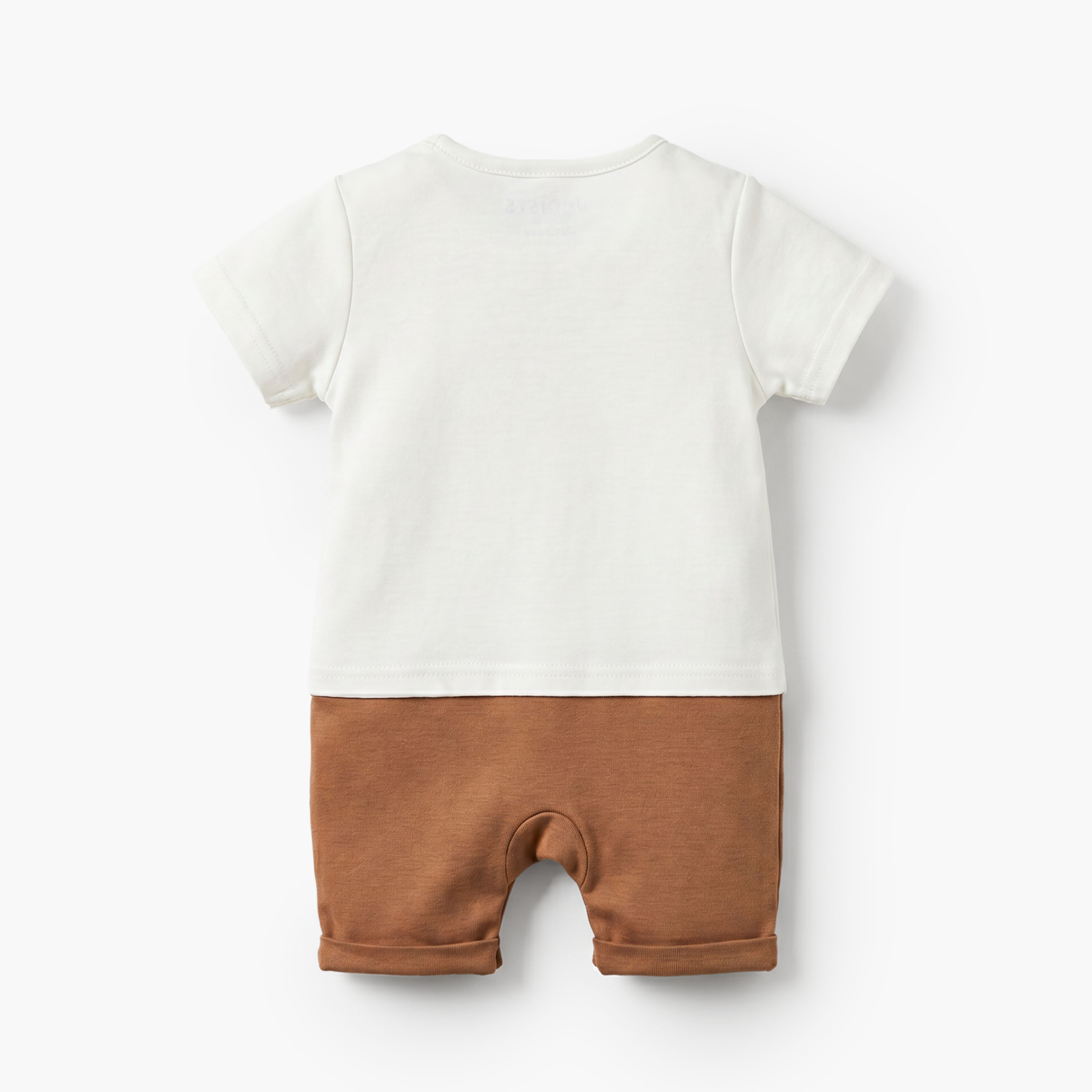 Juniors Crew Neck Short Sleeves Romper with Bear Print-baby-boys-clothing-rompers-image-2