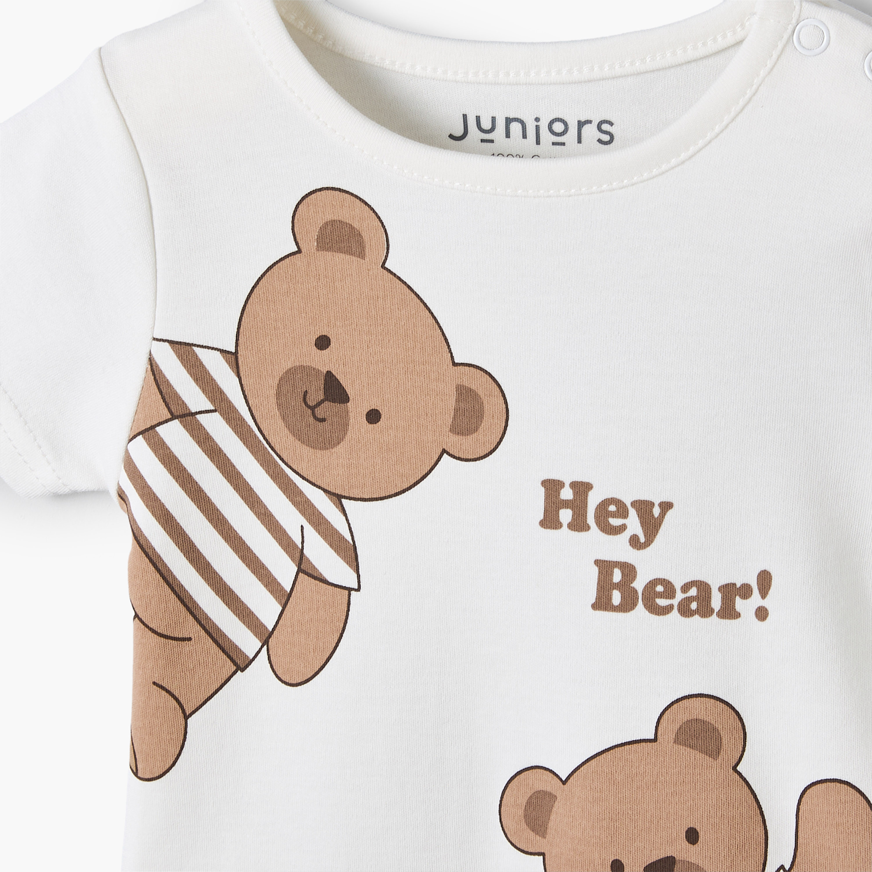 Juniors Crew Neck Short Sleeves Romper with Bear Print-baby-boys-clothing-rompers-image-3