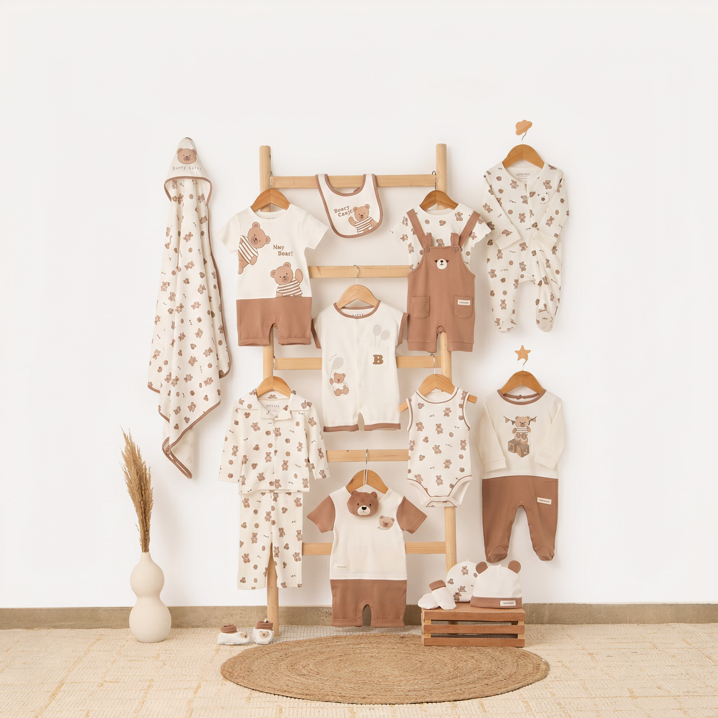 Juniors Crew Neck Short Sleeves Romper with Bear Print-baby-boys-clothing-rompers-image-6