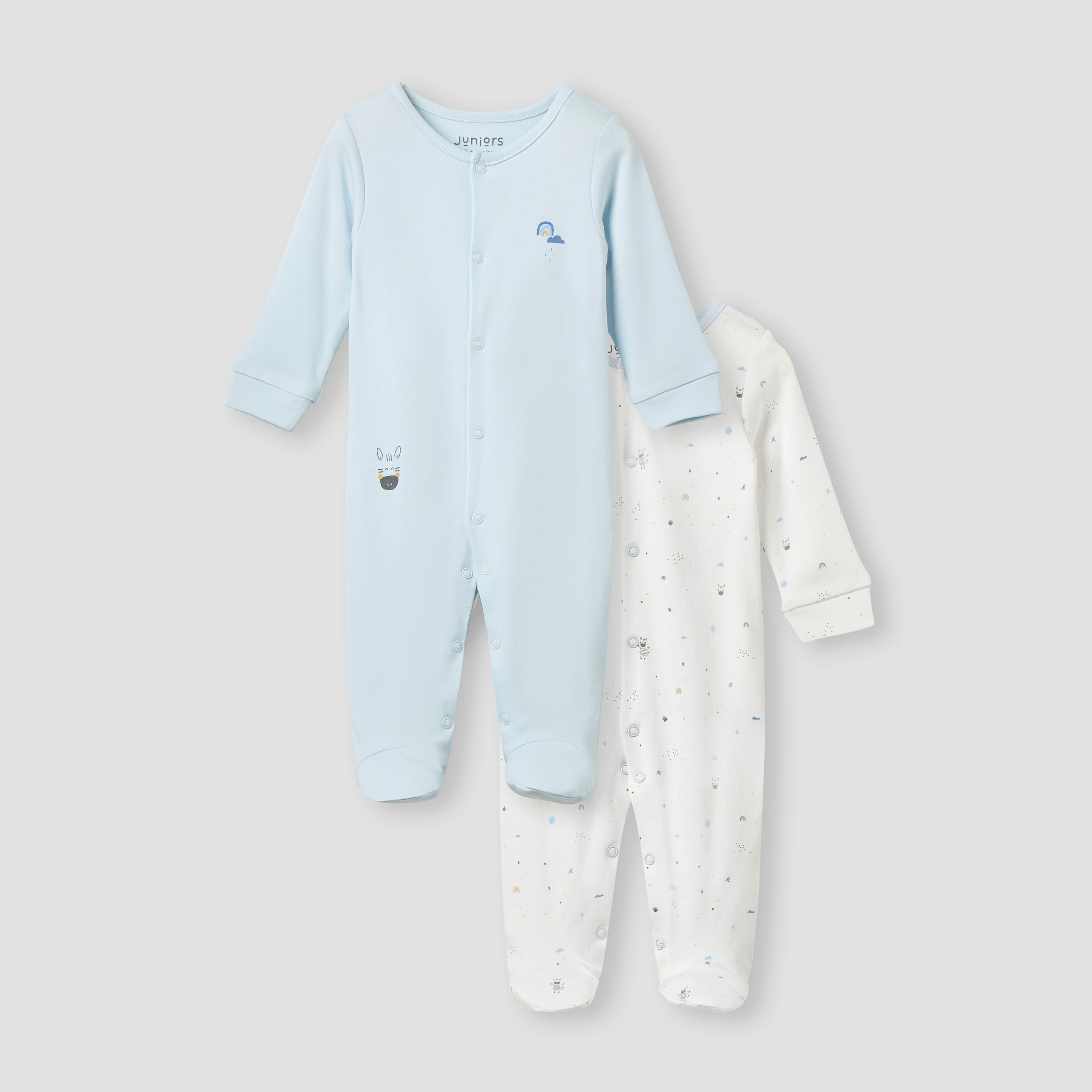بدلة نوم بطبعات بأكمام طويلة وأزرار إغلاق من جونيورز -  قطعتين-baby-boys-clothing-nightwear-sleepsuits-image-1