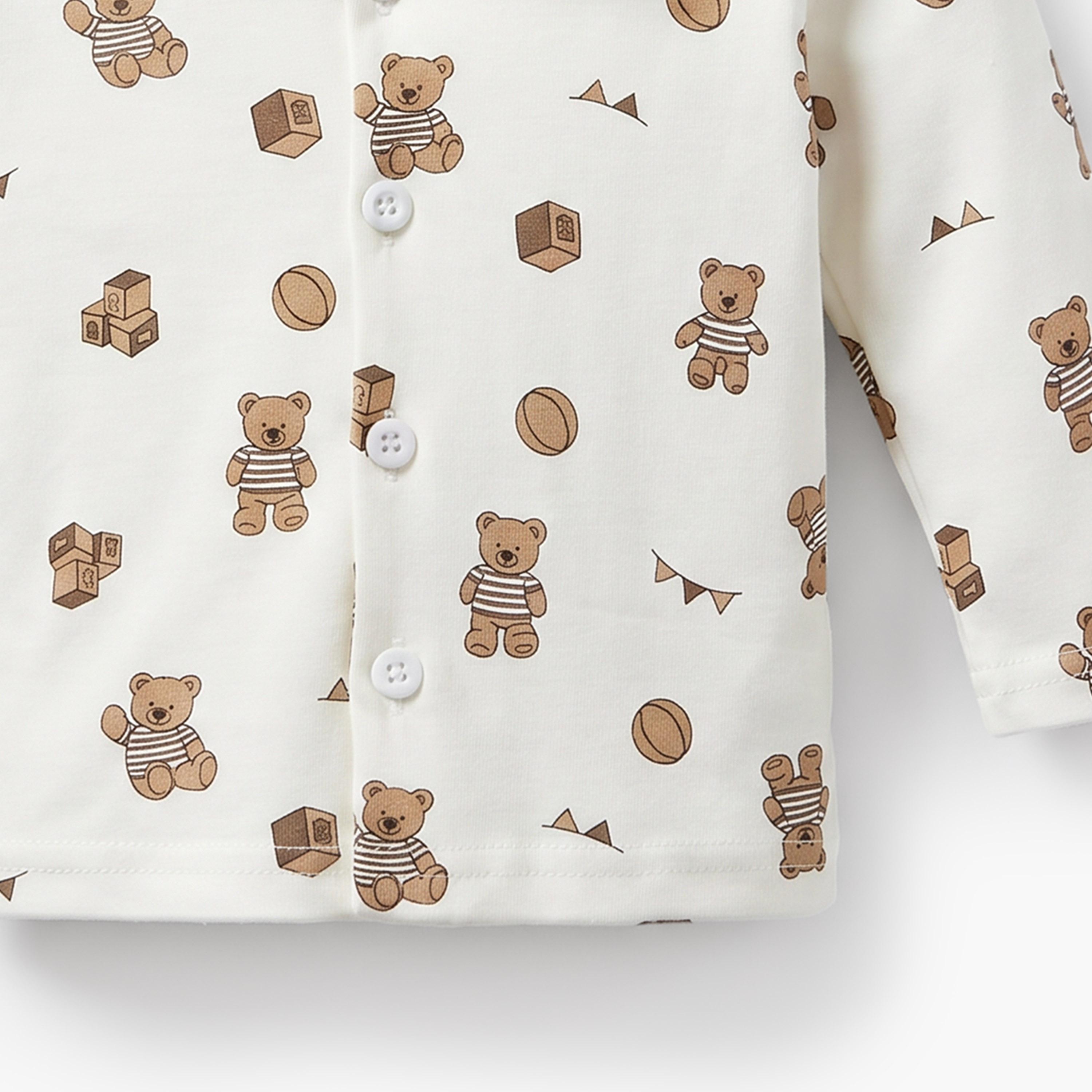 Juniors Cotton Collared Long Sleeves Pyjama Set with Teddy Bear Print-baby-boys-clothing-nightwear-pyjamasets-image-5