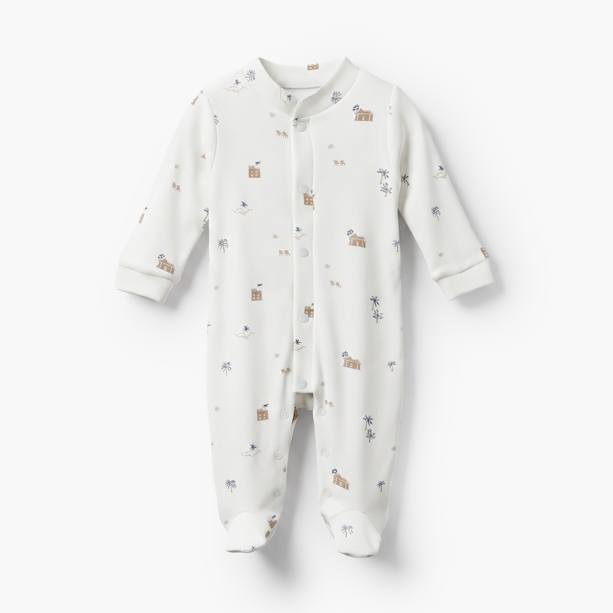Giggles Mandarin Collar Long Sleeves Sleepsuit with Fun Print-baby-girls-clothing-nightwear-sleepsuits-image-1