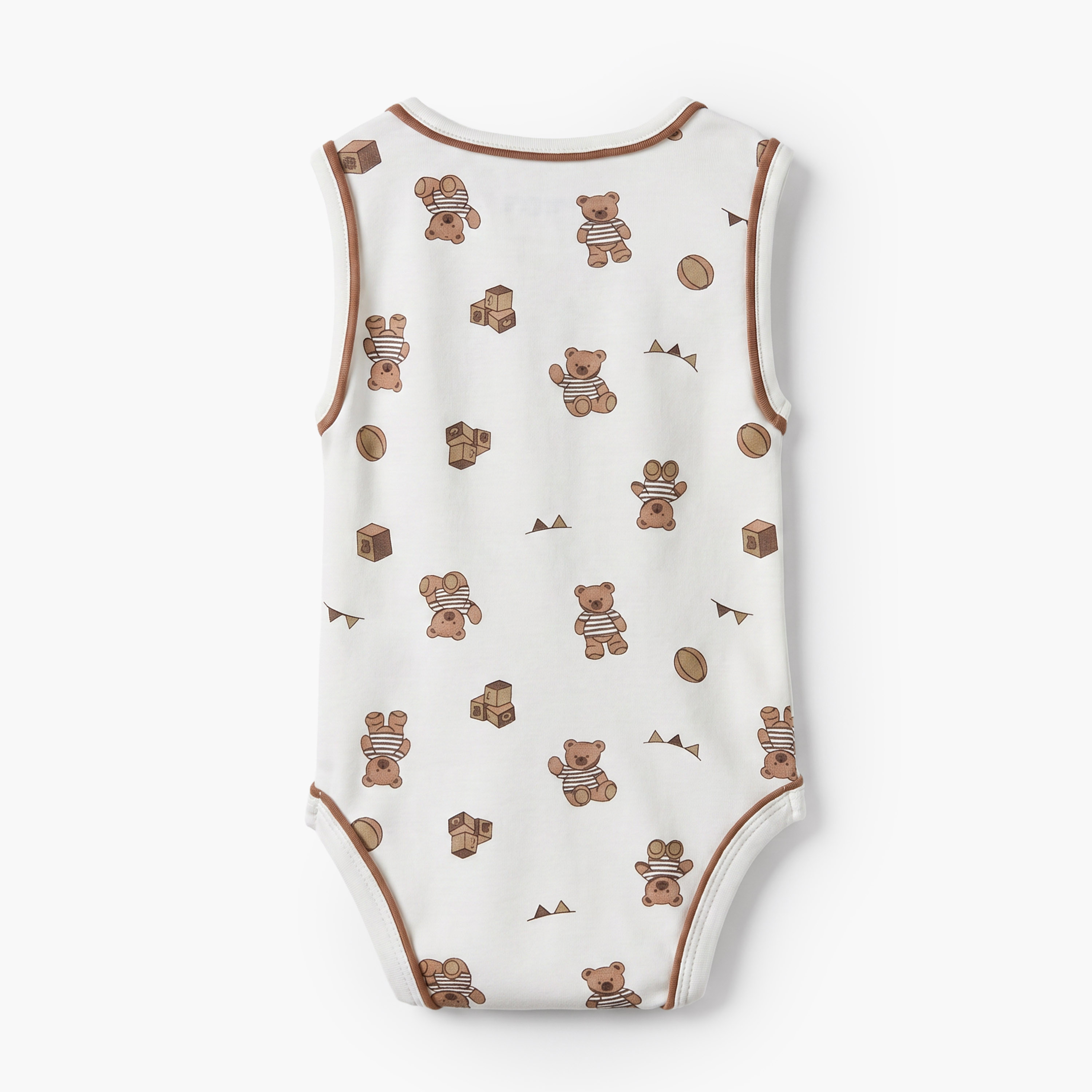 Juniors Crew Neck Sleeveless Bodysuit with Teddy Bear Print-baby-boys-clothing-bodysuits-image-3