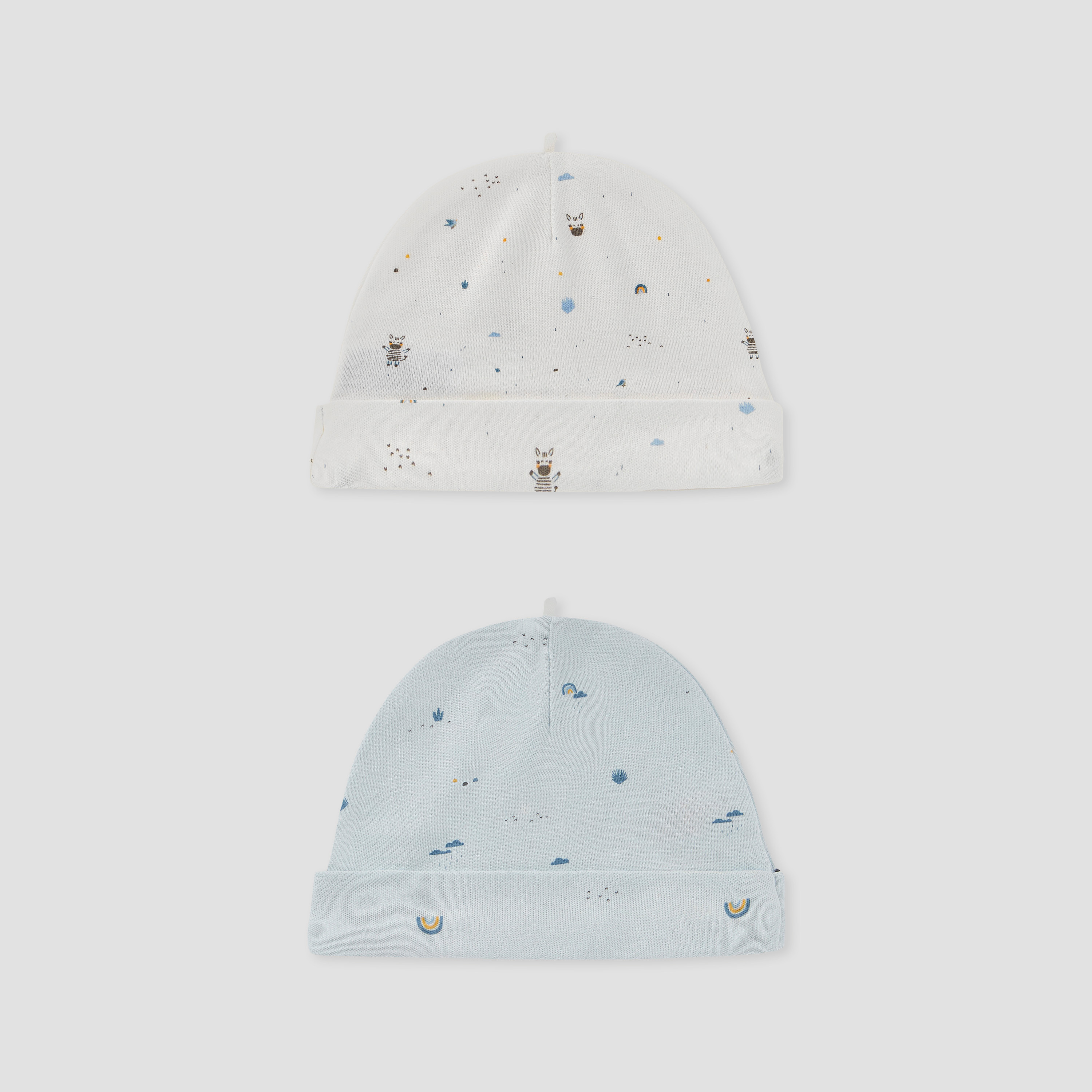 Juniors Printed Beanie Cap with Knot Detail - Set of 2-baby-boys-accessories-caps-image-1