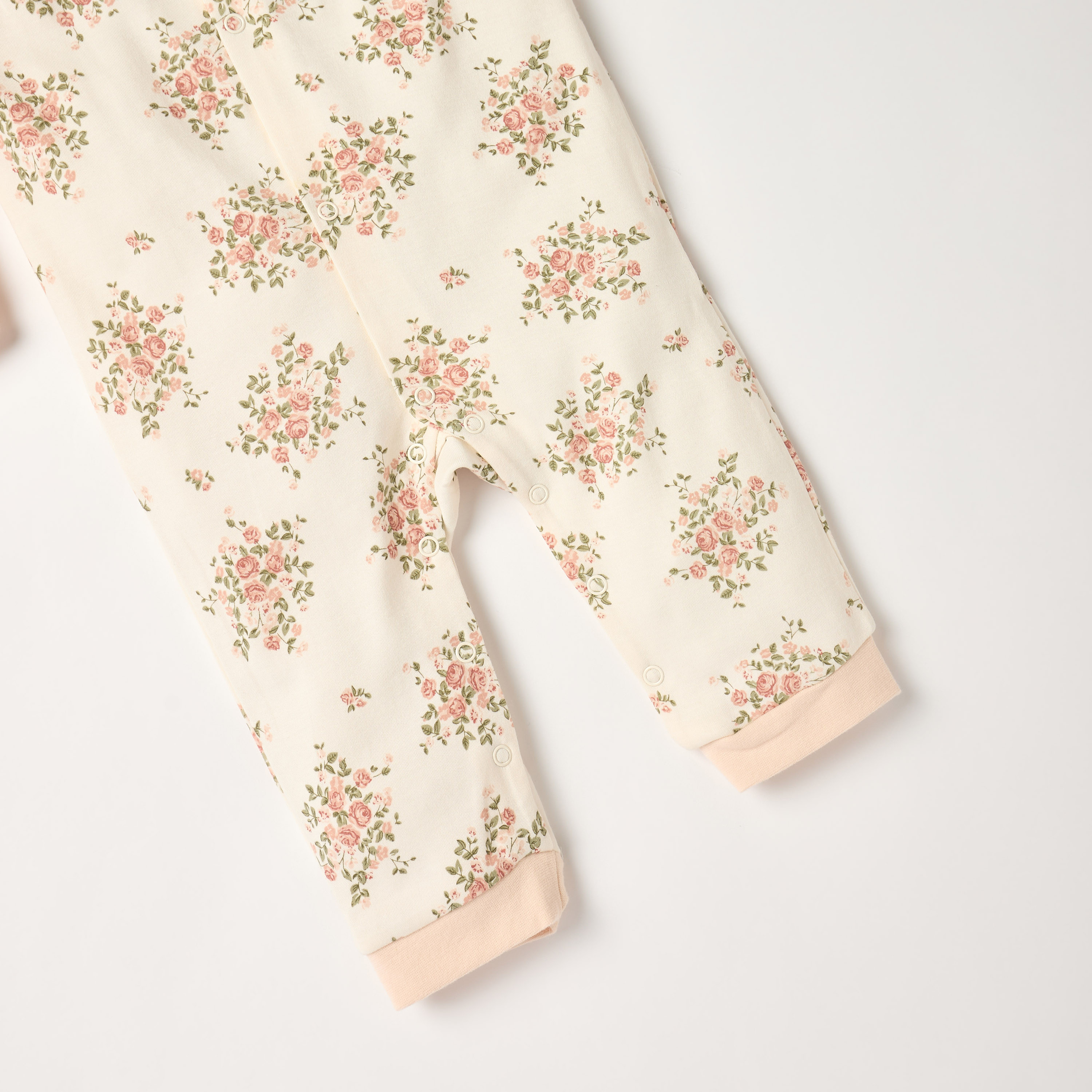 Juniors Floral Print Sleepsuit with Long Sleeves and Bow Applique-baby-girls-clothing-nightwear-sleepsuits-image-4