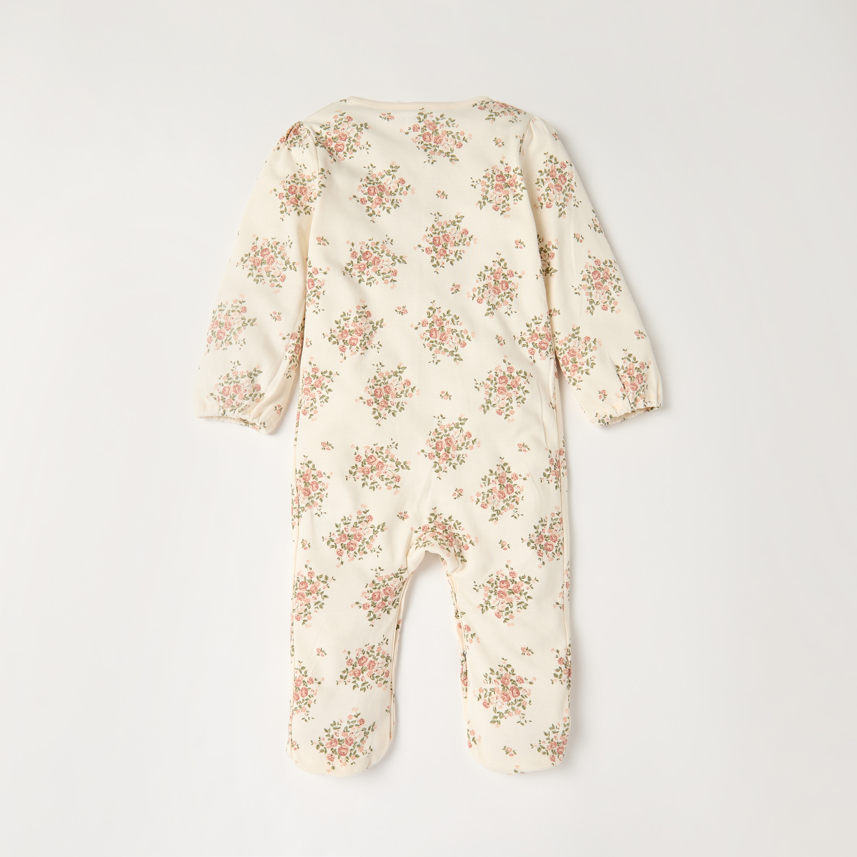 Juniors Floral Print Closed Feet Sleepsuit with Button Closure-baby-girls-clothing-nightwear-sleepsuits-image-2