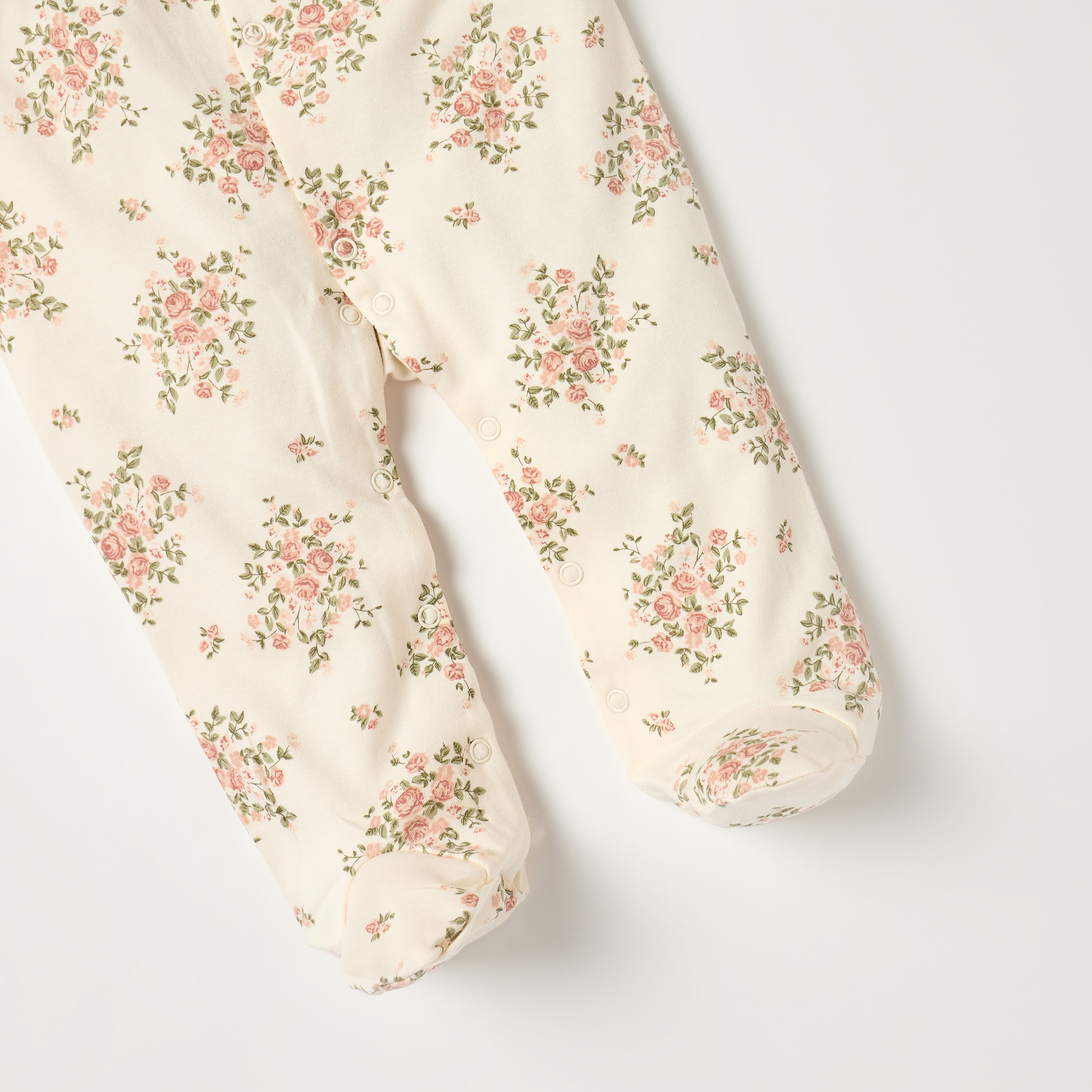 Juniors Floral Print Closed Feet Sleepsuit with Button Closure-baby-girls-clothing-nightwear-sleepsuits-image-4