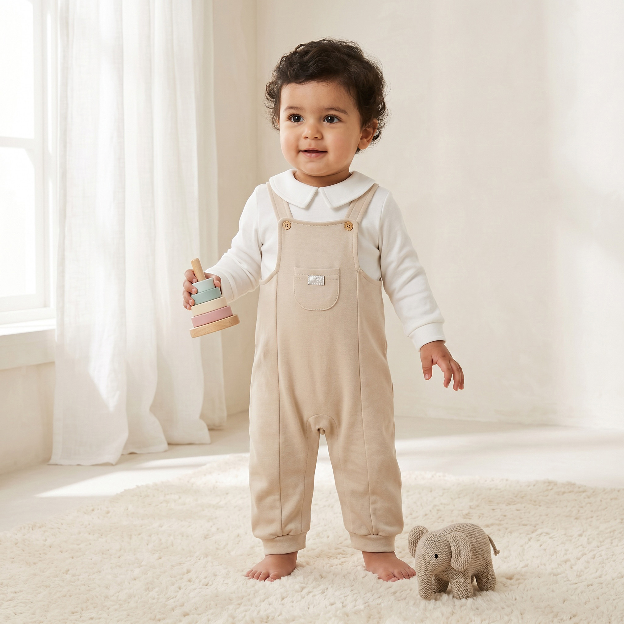 Giggles Collared Long Sleeves Sleepsuit with Colourblock Design-baby-girls-clothing-nightwear-sleepsuits-image-1