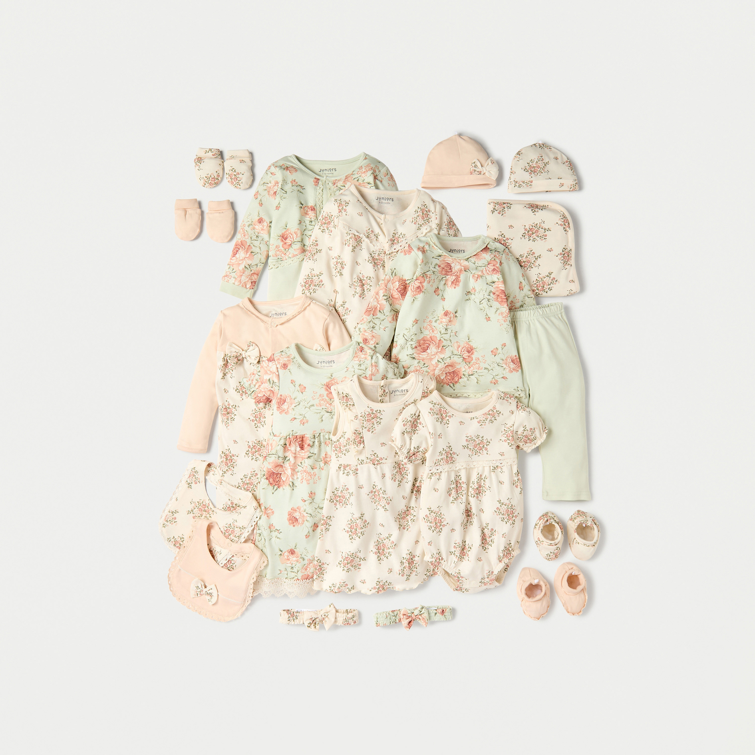 Juniors Floral Print Closed Feet Sleepsuit with Long Sleeves and Shrug-baby-girls-clothing-nightwear-sleepsuits-image-5