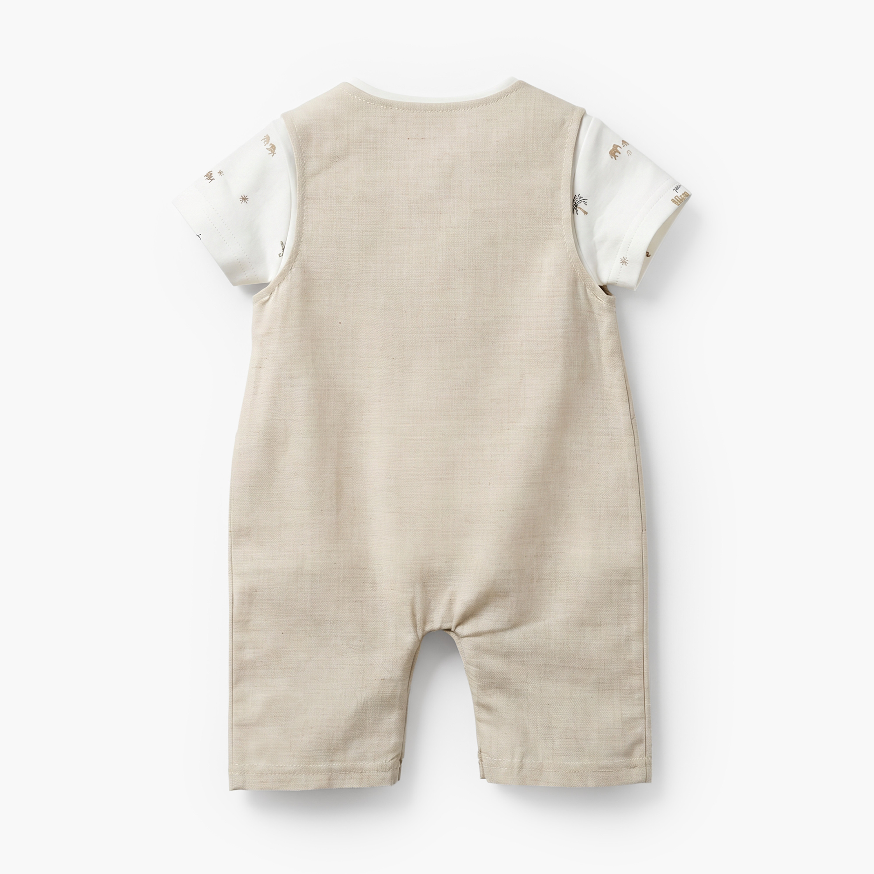 Giggles Crew Neck Short Sleeves T-shirt and Dungaree Set with Print-baby-girls-clothing-setsandcoords-image-3