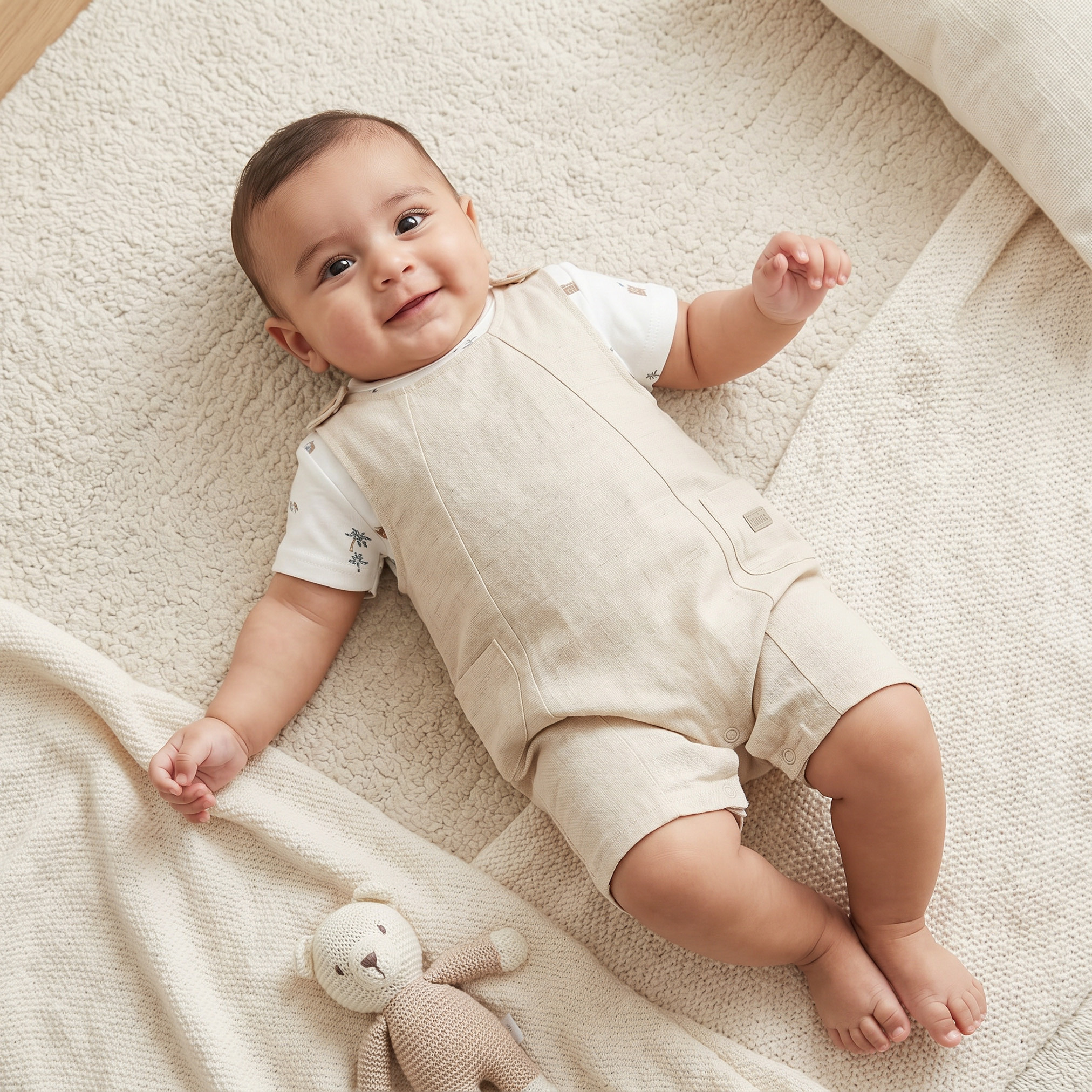 Giggles Crew Neck Short Sleeves T-shirt and Dungaree Set with Print-baby-girls-clothing-setsandcoords-image-1