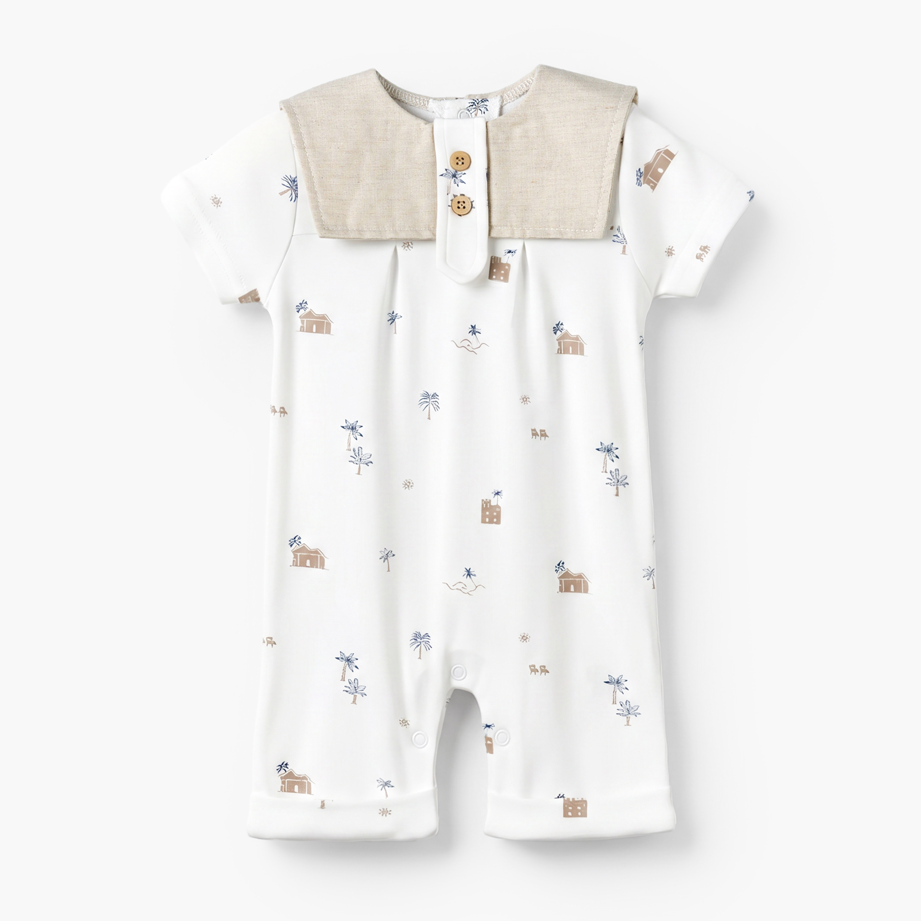 Giggles Sailor Collar Short Sleeves Romper with Fun Print-baby-girls-clothing-rompers-image-1