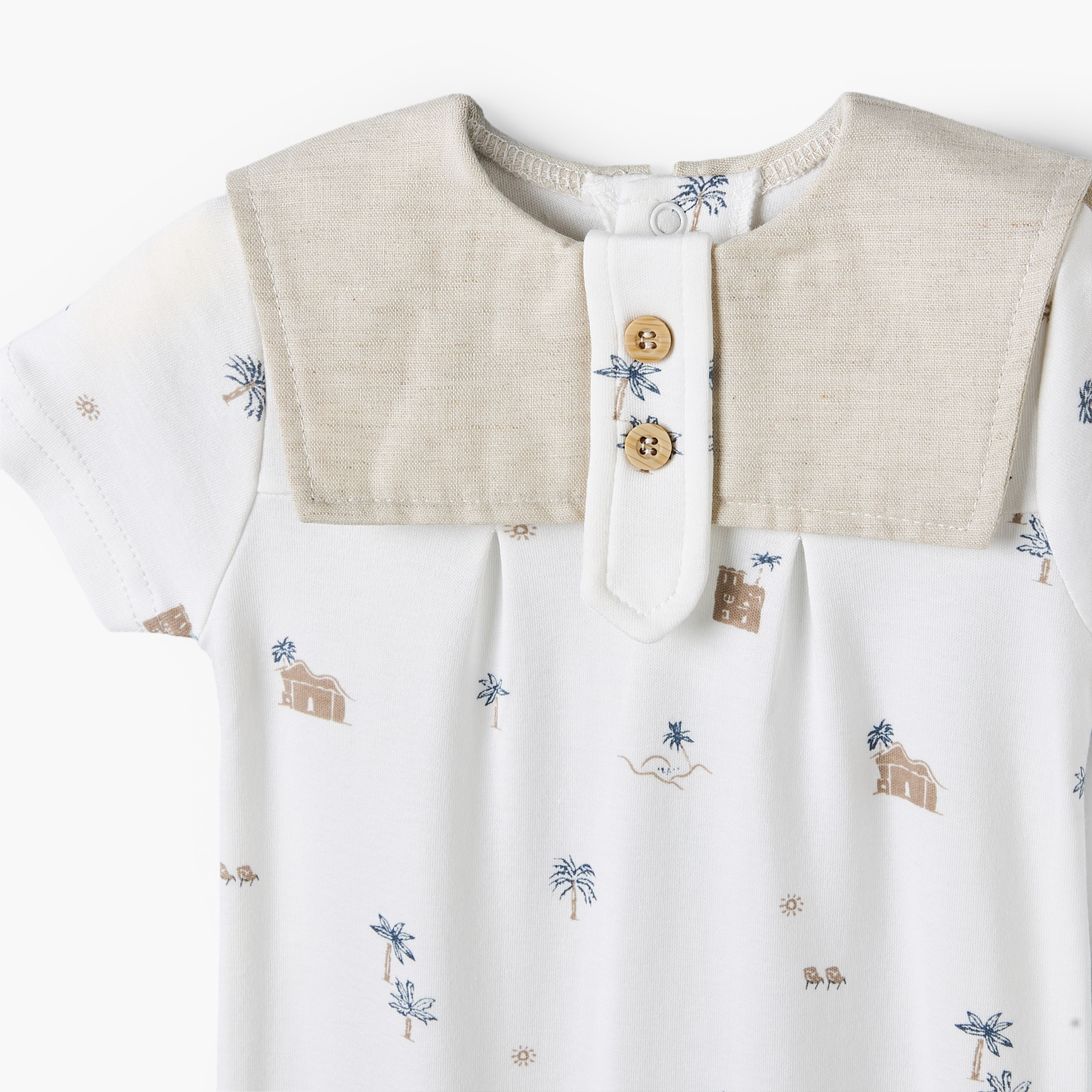 Giggles Sailor Collar Short Sleeves Romper with Fun Print-baby-girls-clothing-rompers-image-3