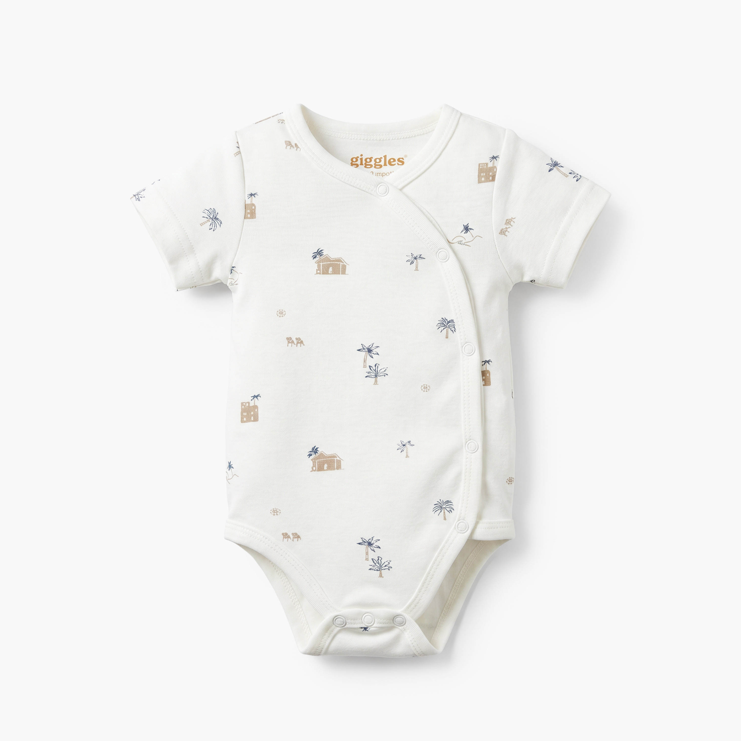 Giggles Round Neck Short Sleeves Bodysuit with Fun Print-baby-girls-clothing-bodysuits-image-1