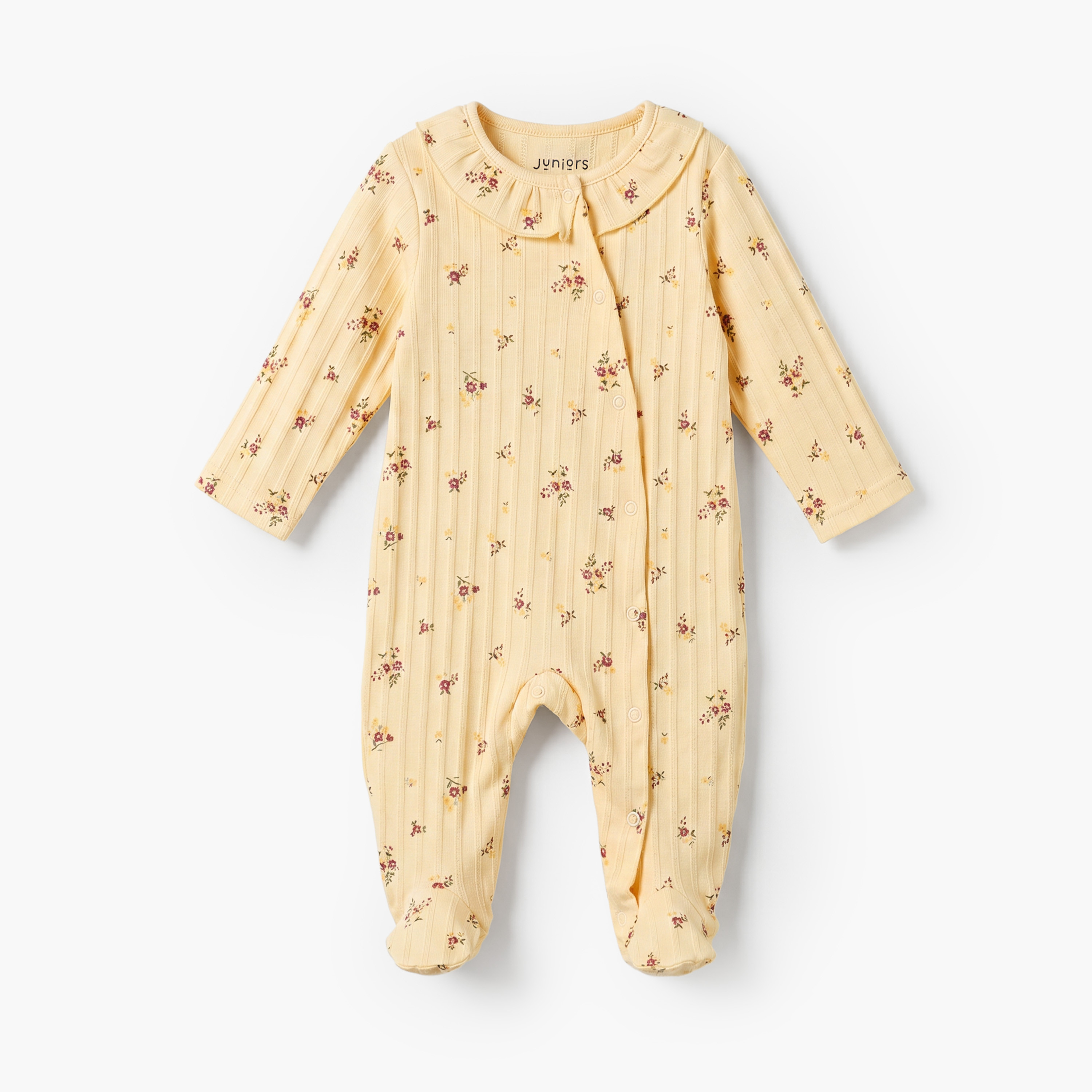 Juniors Cotton Round Neck Long Sleeves Sleepsuit with Floral Print-baby-girls-clothing-nightwear-sleepsuits-image-2