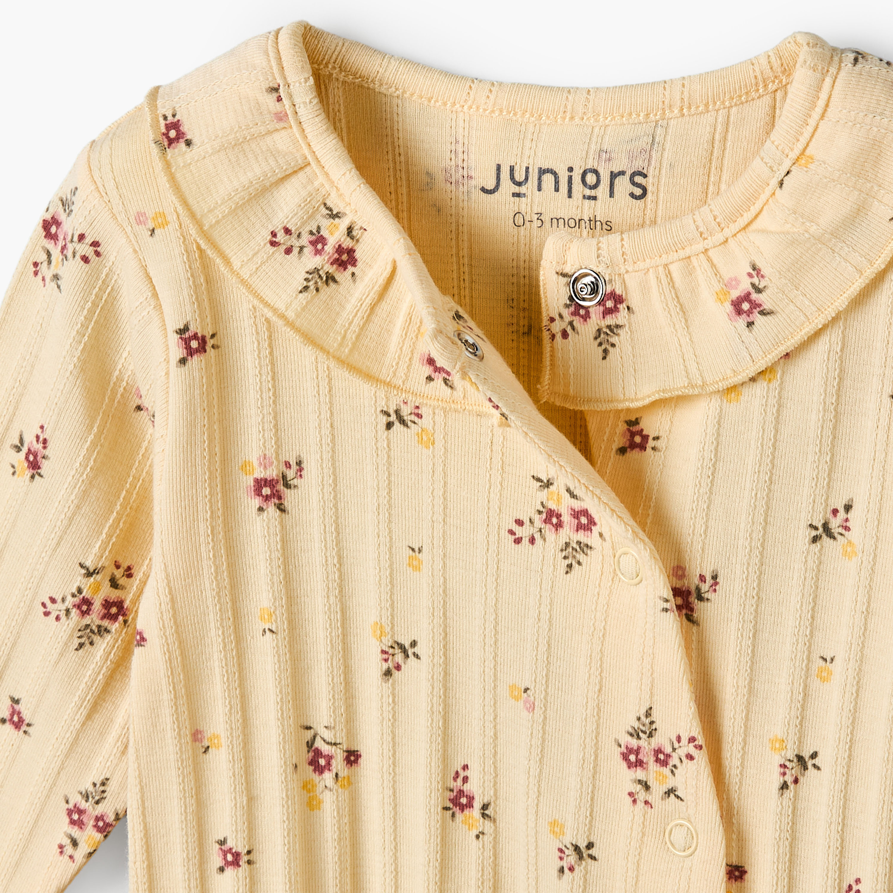 Juniors Cotton Round Neck Long Sleeves Sleepsuit with Floral Print-baby-girls-clothing-nightwear-sleepsuits-image-4