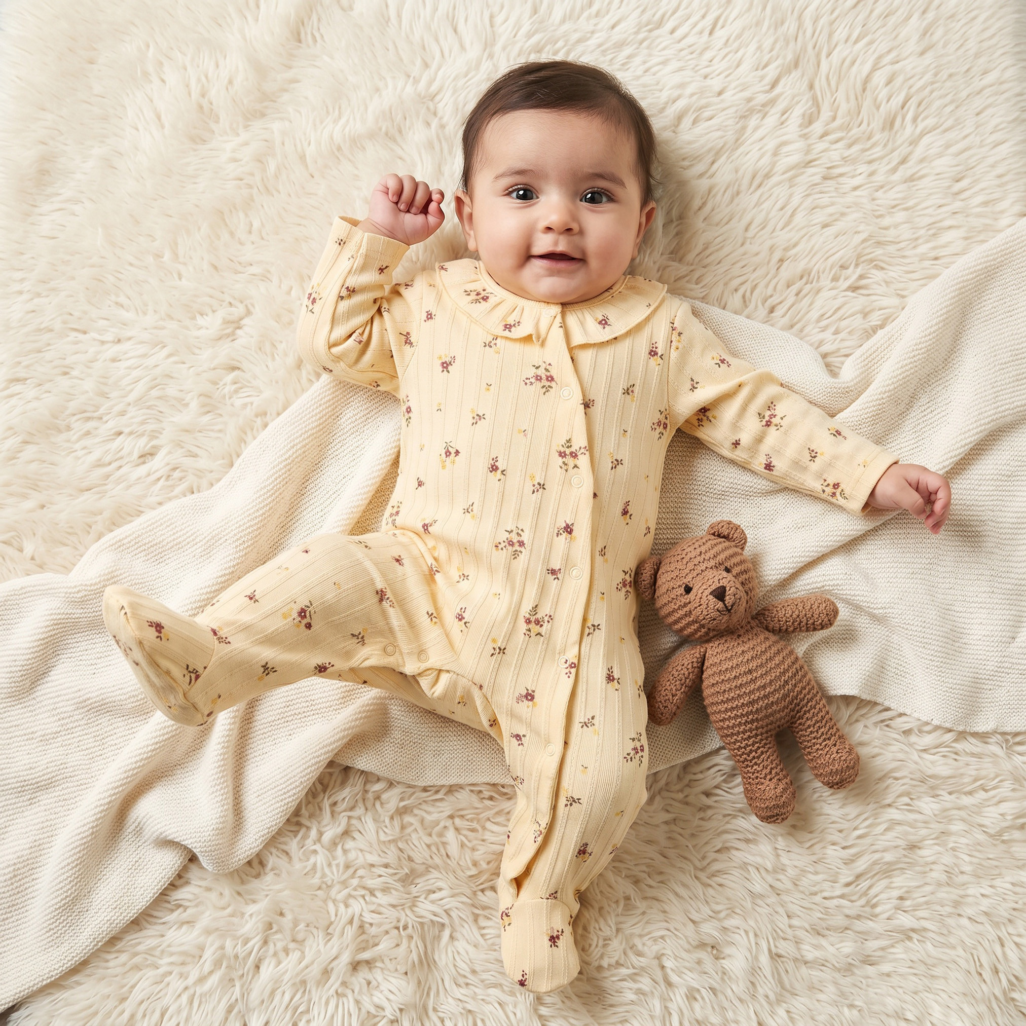 Juniors Cotton Round Neck Long Sleeves Sleepsuit with Floral Print-baby-girls-clothing-nightwear-sleepsuits-image-1