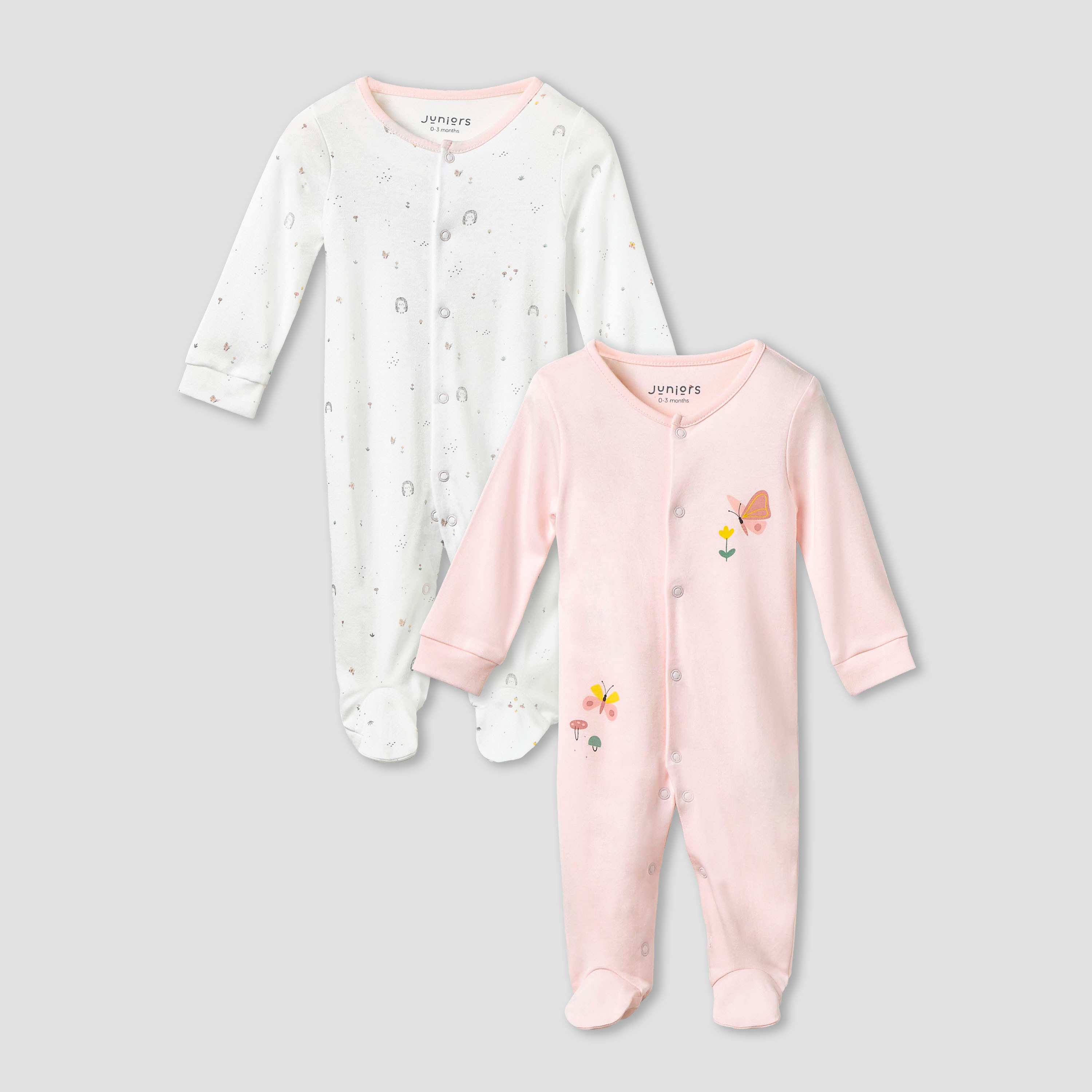 Juniors Printed Sleepsuit with Long Sleeves - Set of 2-baby-girls-clothing-nightwear-sleepsuits-image-1
