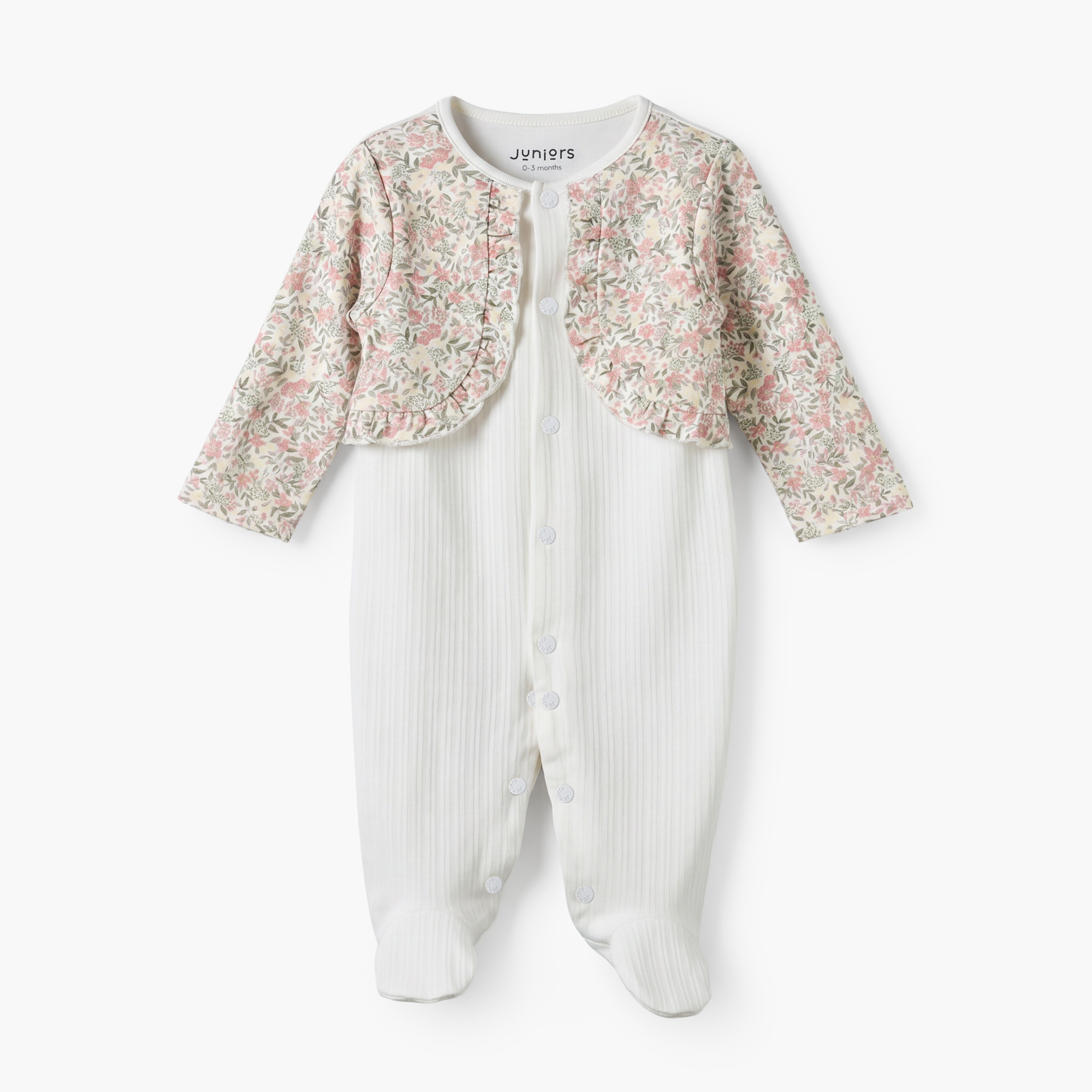Juniors Cotton Round Neck Long Sleeves Sleepsuit with Floral Print-baby-girls-clothing-nightwear-sleepsuits-image-2