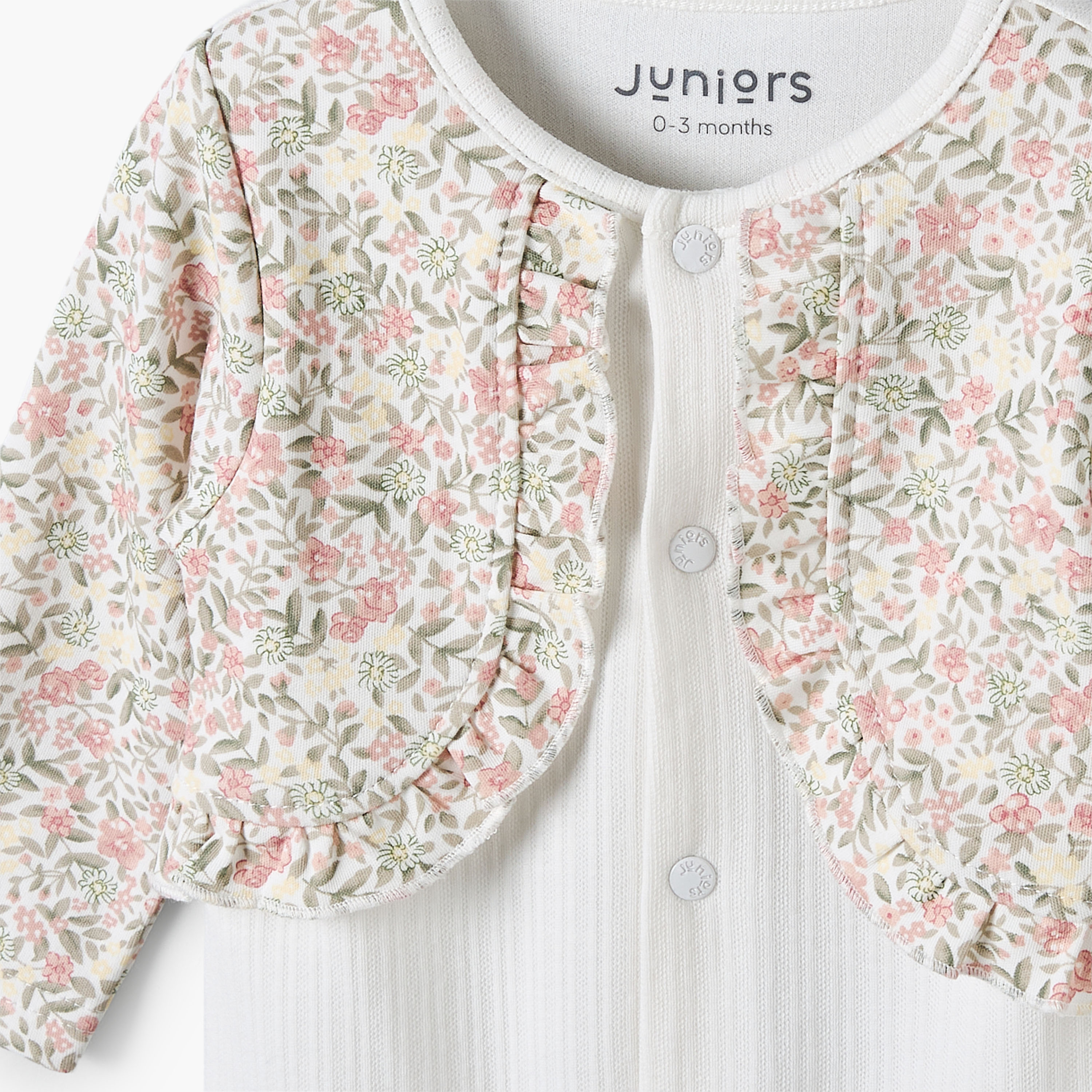Juniors Cotton Round Neck Long Sleeves Sleepsuit with Floral Print-baby-girls-clothing-nightwear-sleepsuits-image-4