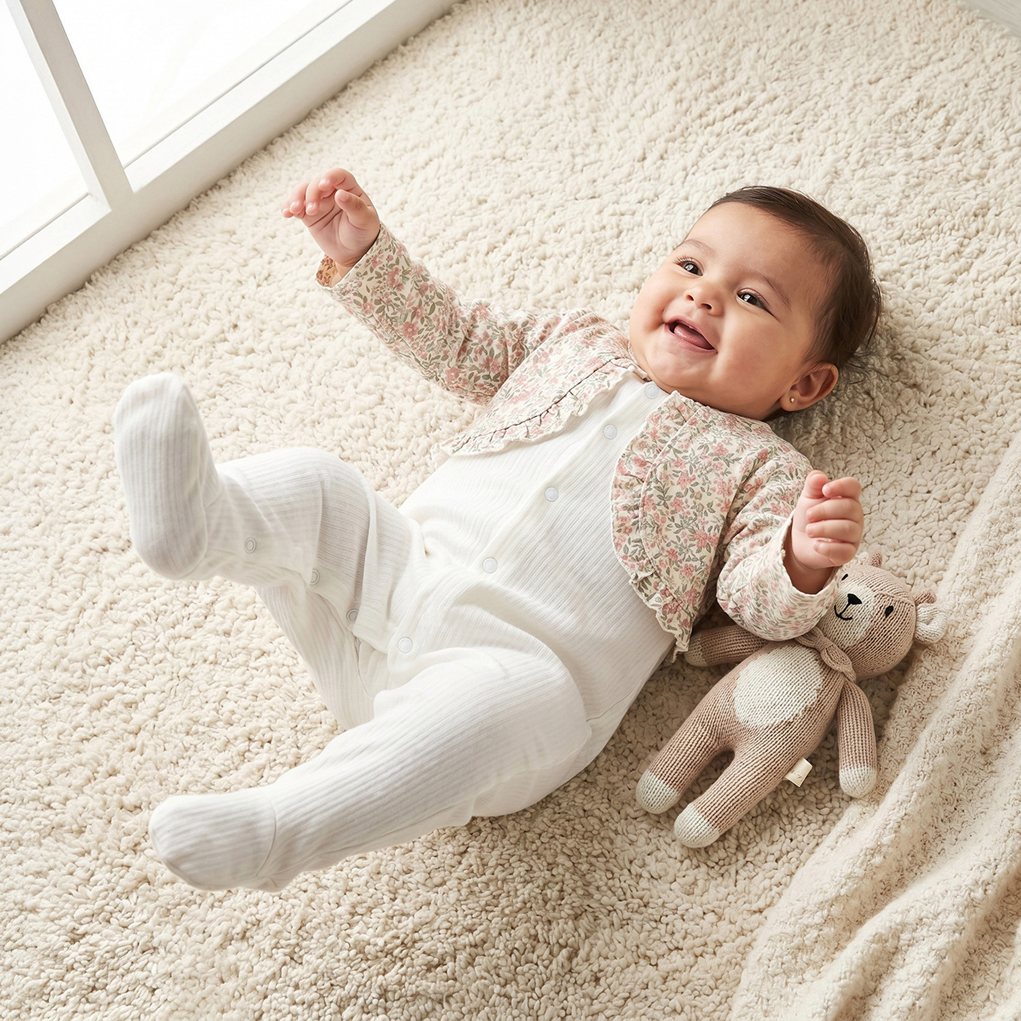 Juniors Cotton Round Neck Long Sleeves Sleepsuit with Floral Print-baby-girls-clothing-nightwear-sleepsuits-image-1