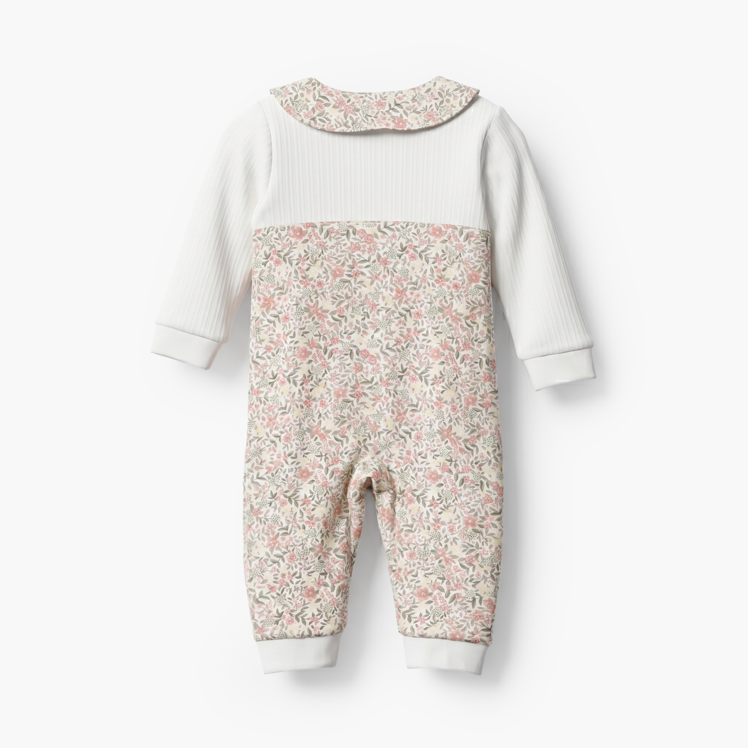 Juniors Cotton Collared Long Sleeves Sleepsuit with Floral Print-baby-girls-clothing-nightwear-sleepsuits-image-2