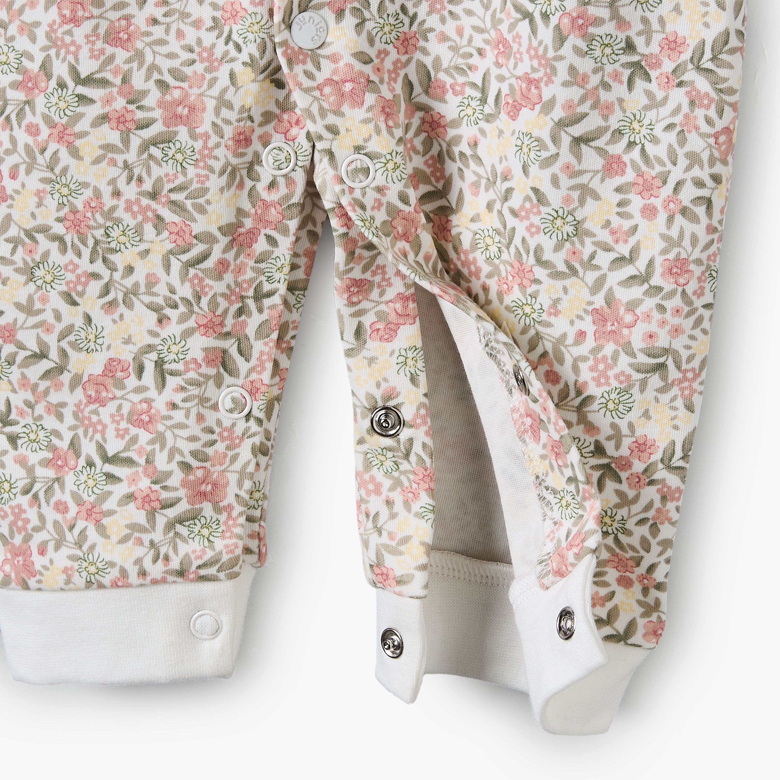 Juniors Cotton Collared Long Sleeves Sleepsuit with Floral Print-baby-girls-clothing-nightwear-sleepsuits-image-4