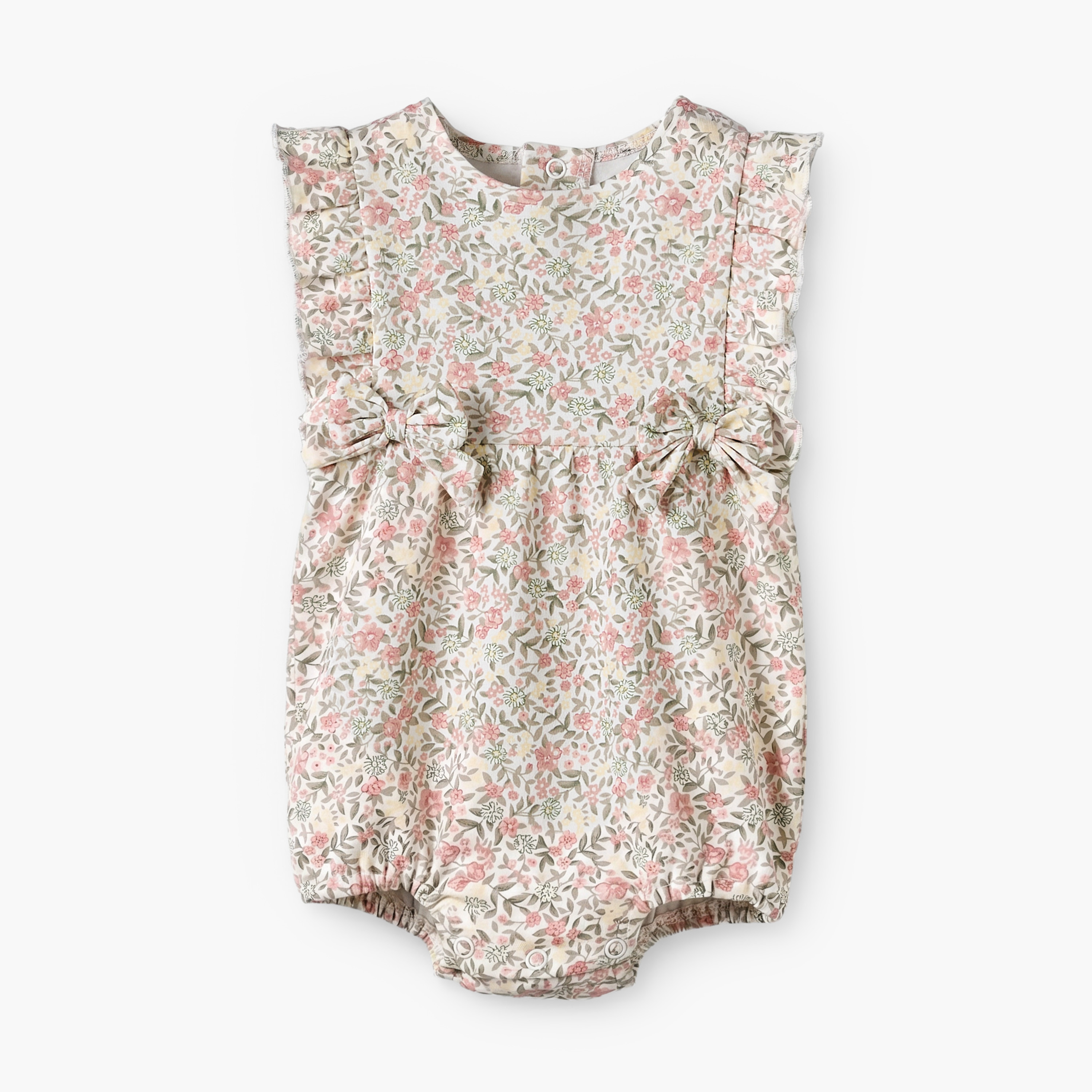 Juniors Crew Neck Sleeveless Romper with Floral Print-baby-girls-clothing-rompers-image-1