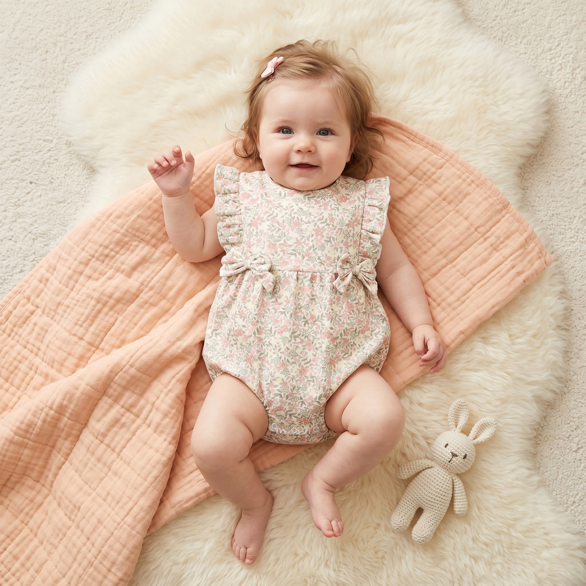 Juniors Crew Neck Sleeveless Romper with Floral Print-baby-girls-clothing-rompers-image-1