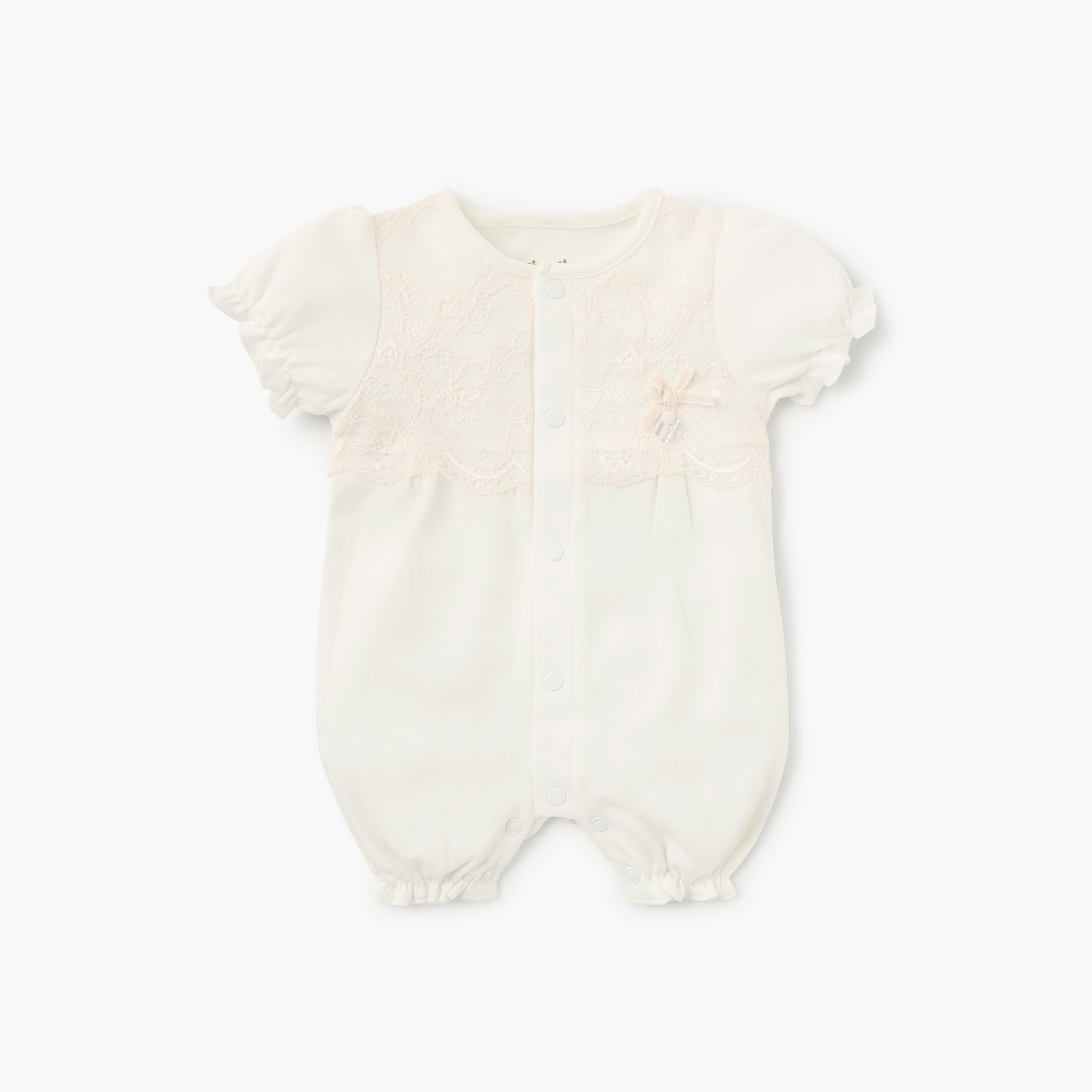 Giggles Lace Detail Romper with Round Neck and Short Sleeves-baby-girls-clothing-rompers-image-1