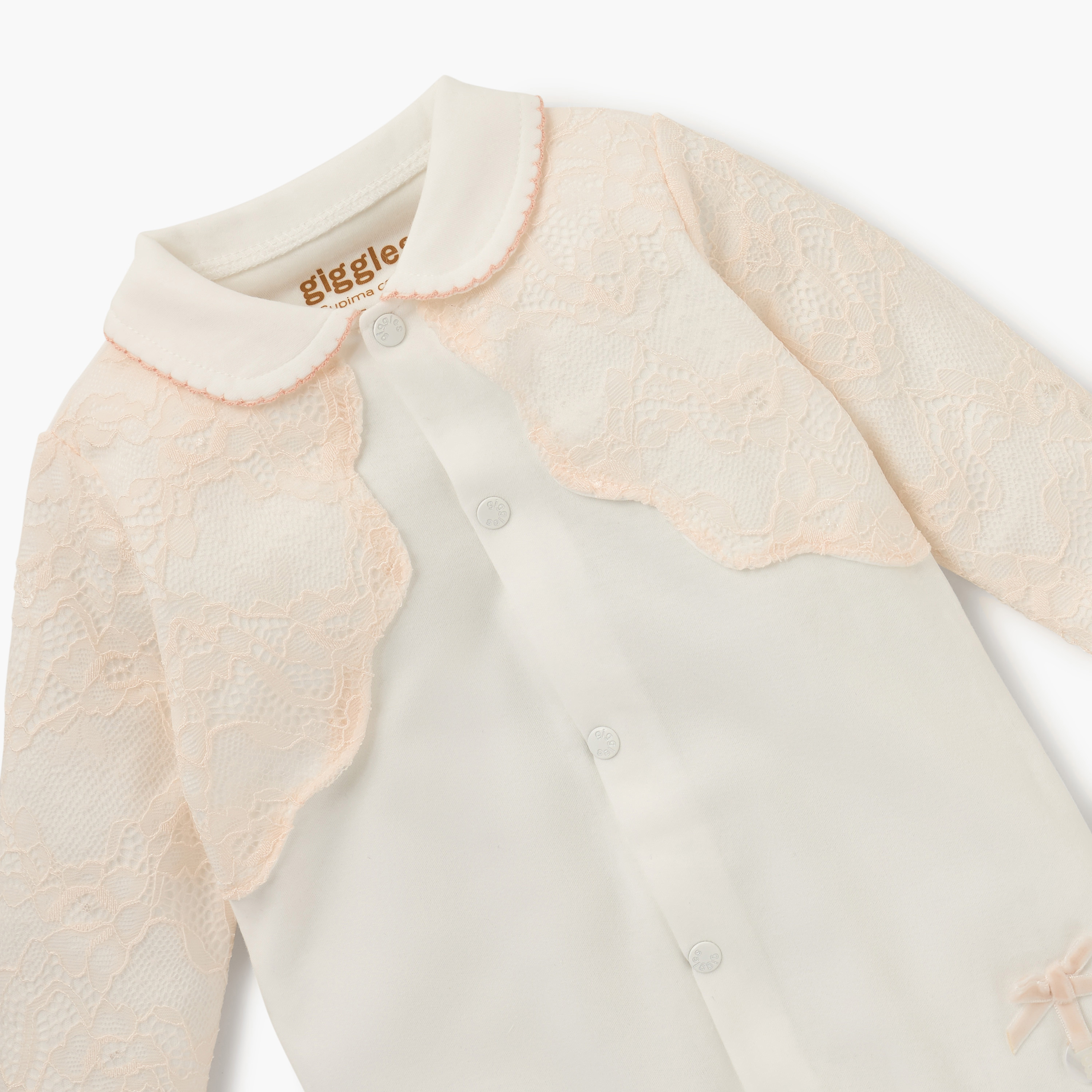 Giggles Lace Detail Closed Feet Sleepsuit with Collar and Long Sleeves-baby-girls-clothing-nightwear-sleepsuits-image-3