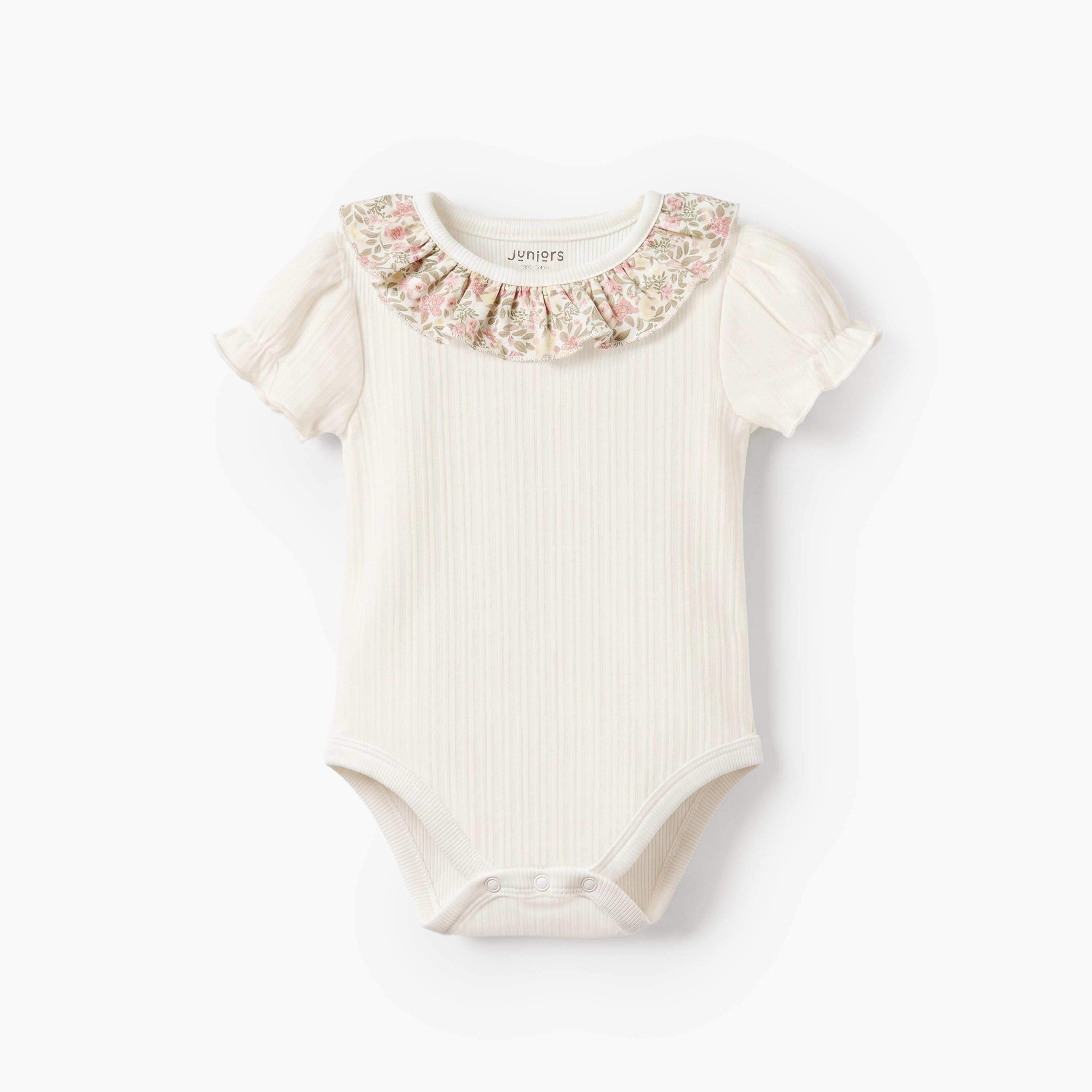 Set of 2 Juniors Round Neck Bodysuit with Floral Print-baby-boys-clothing-bodysuits-image-3