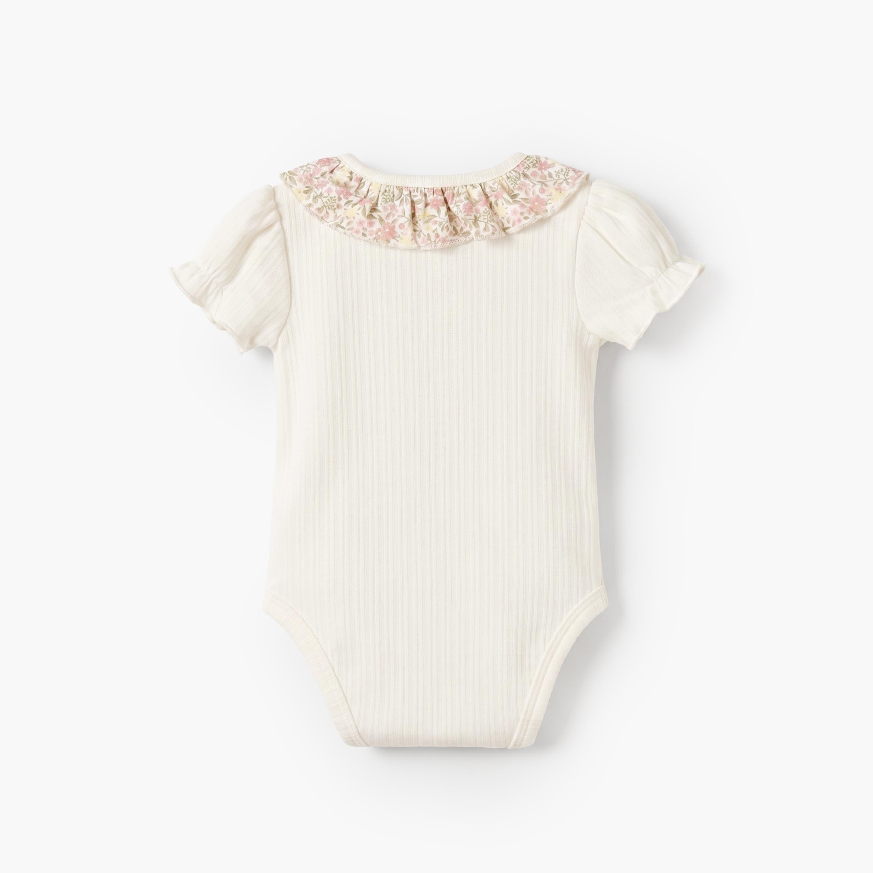 Set of 2 Juniors Round Neck Bodysuit with Floral Print-baby-boys-clothing-bodysuits-image-5