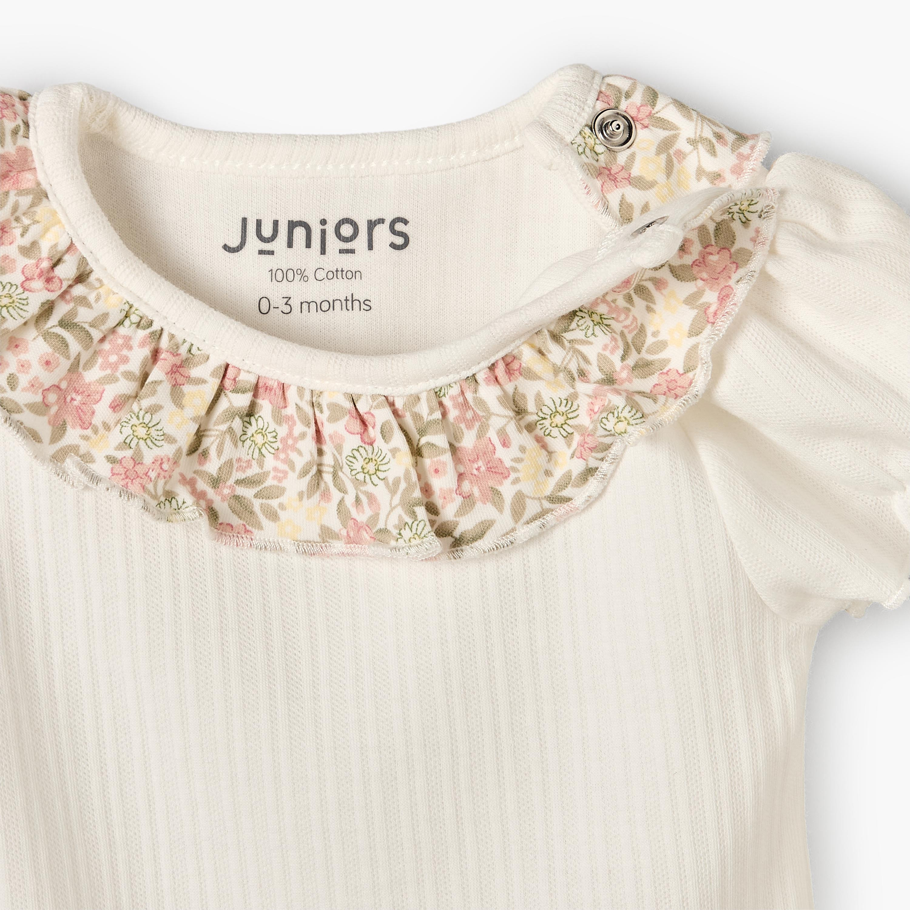 Set of 2 Juniors Round Neck Bodysuit with Floral Print-baby-boys-clothing-bodysuits-image-6