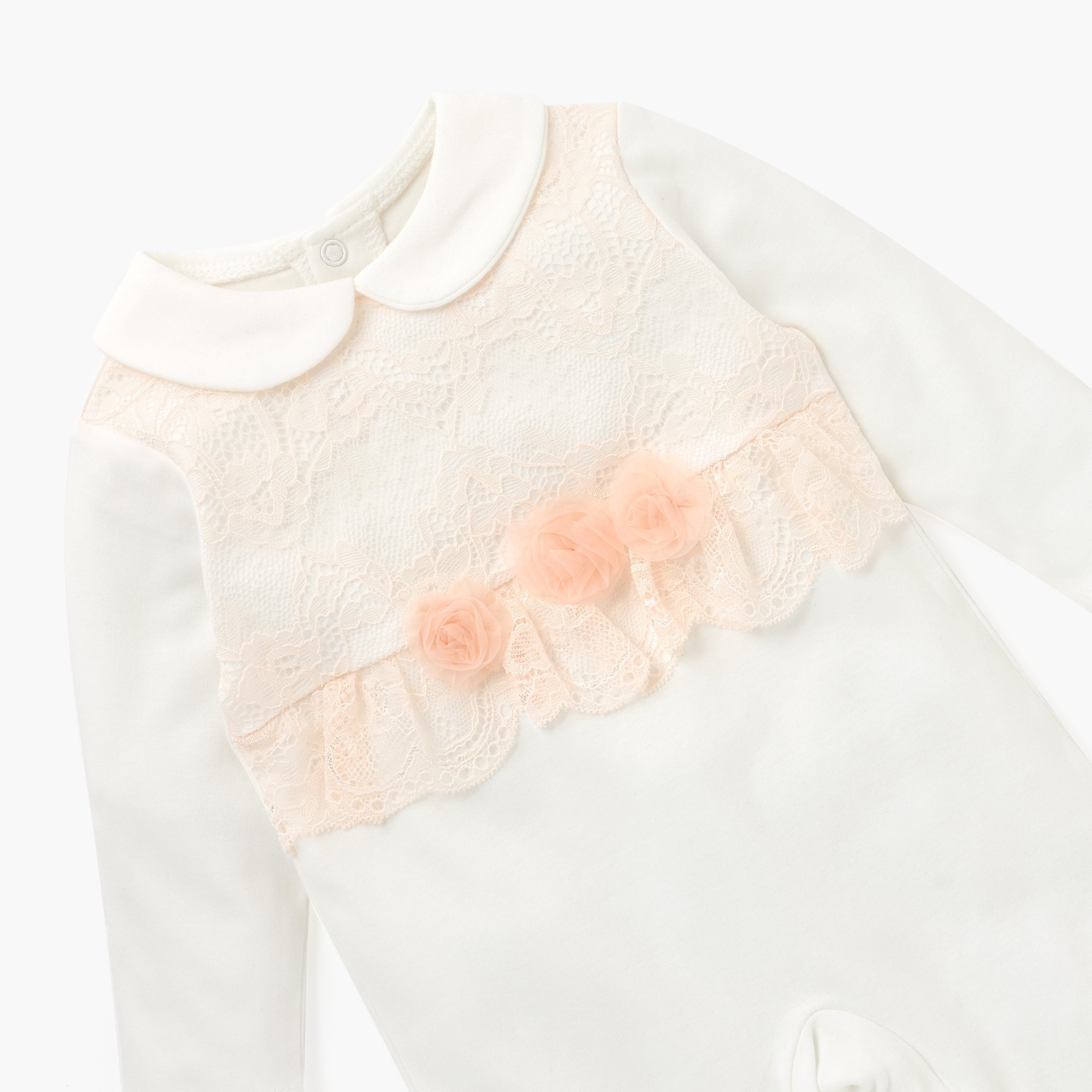 Giggles Lace Detail Closed Feet Sleepsuit with Collar and Long Sleeves-baby-girls-clothing-nightwear-sleepsuits-image-3
