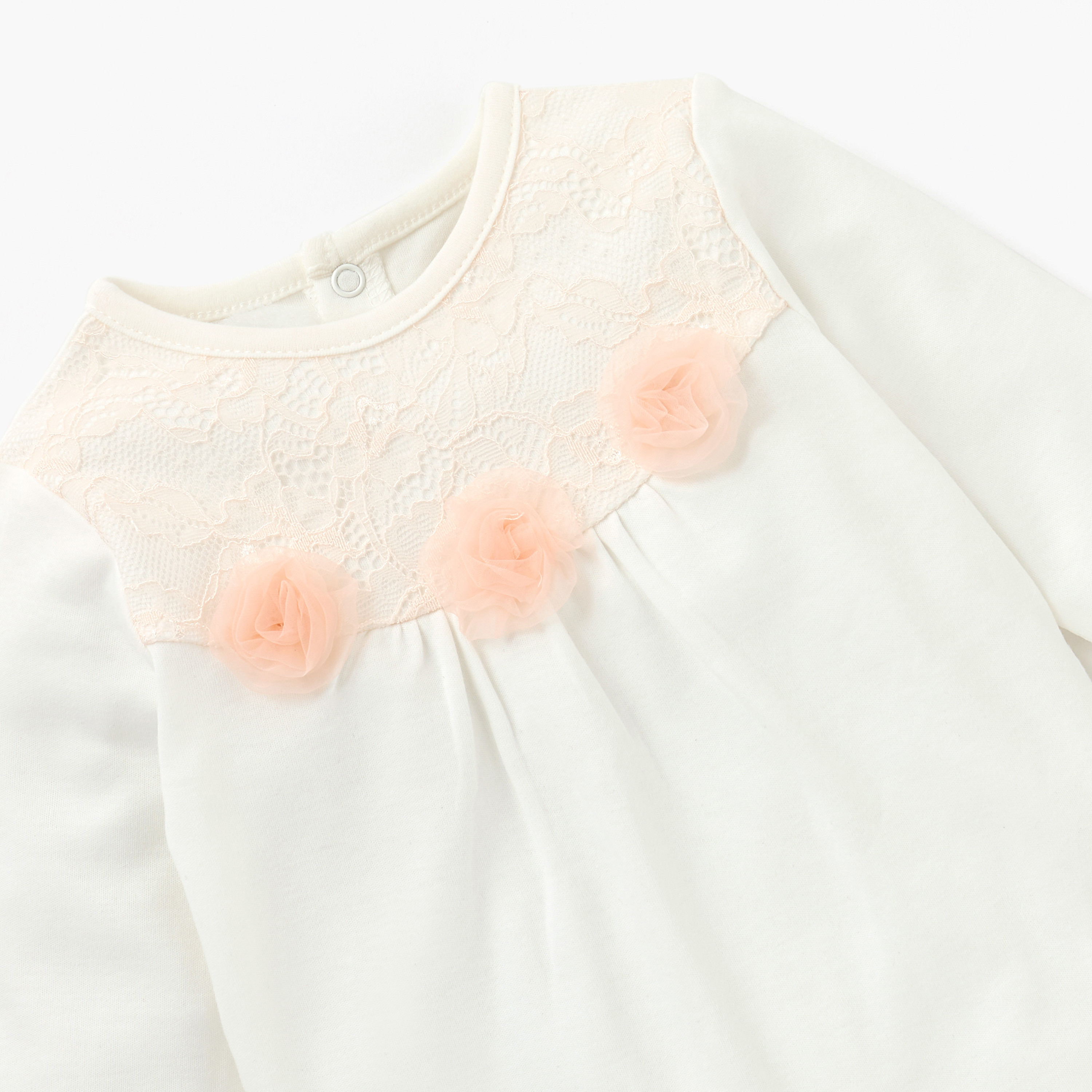 Giggles Flower Applique Sleepsuit with Button Closure-baby-girls-clothing-nightwear-sleepsuits-image-3