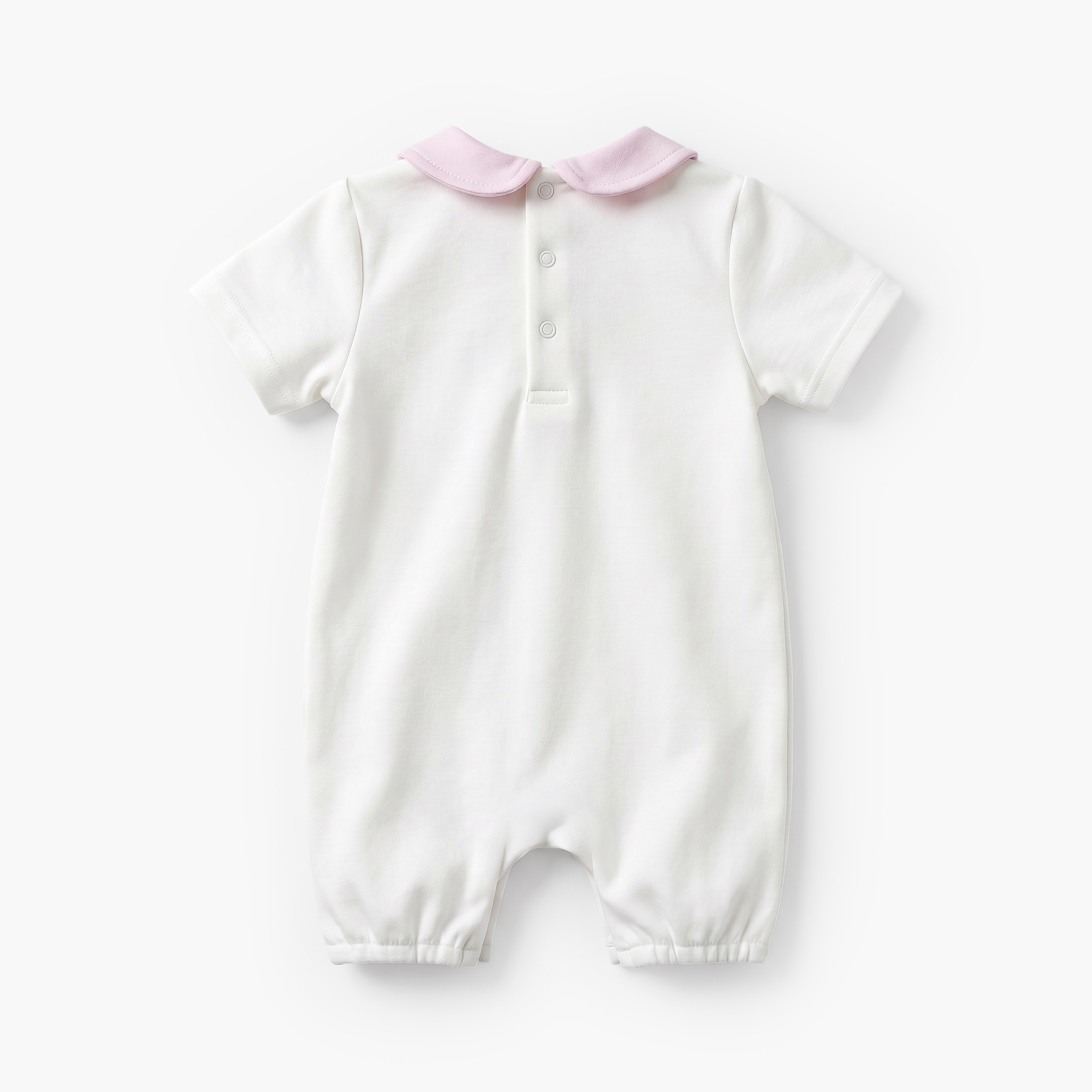 Giggles Peter Pan Collar Short Sleeves Romper with Floral Embroidery-baby-girls-clothing-rompers-image-2