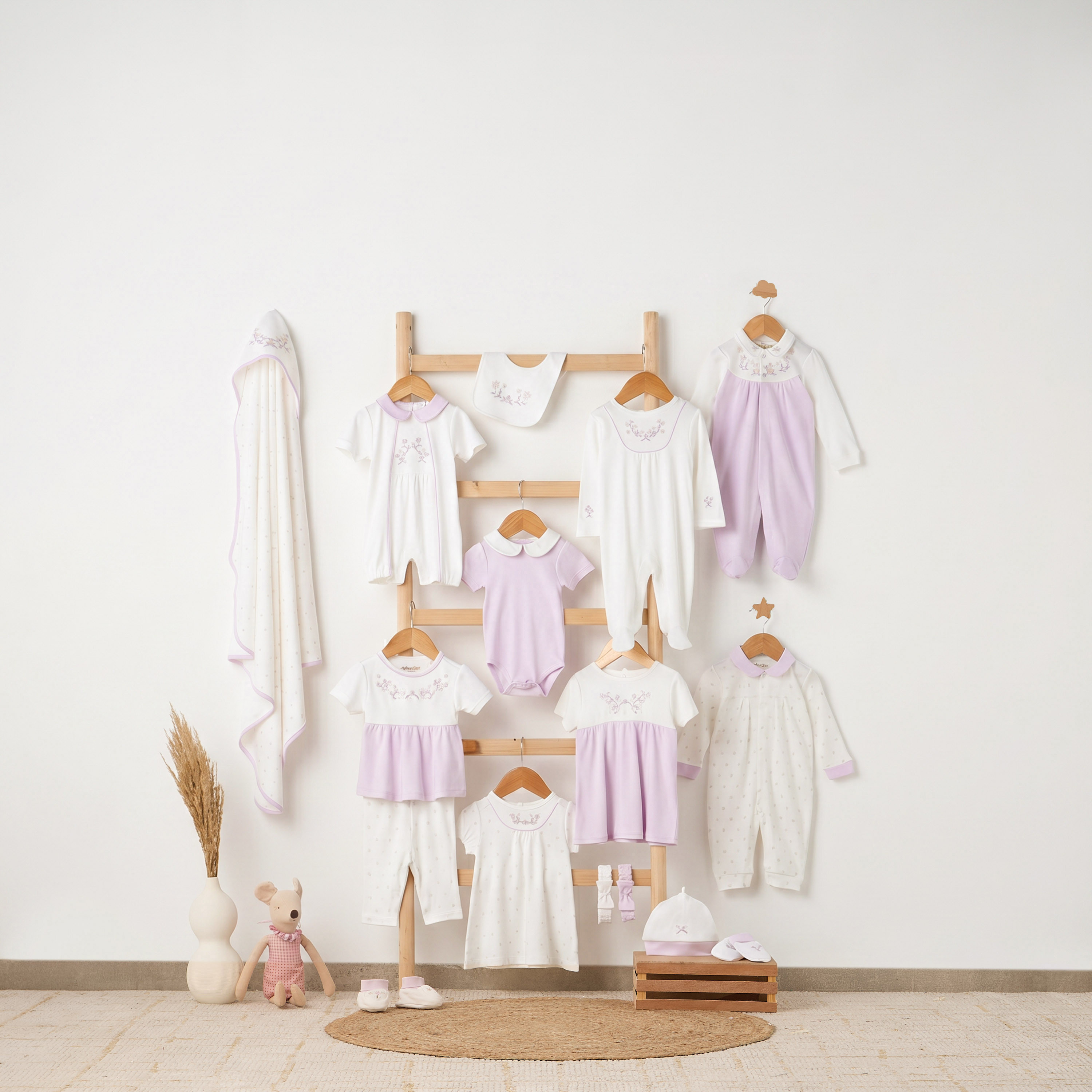 Giggles Peter Pan Collar Short Sleeves Romper with Floral Embroidery-baby-girls-clothing-rompers-image-5