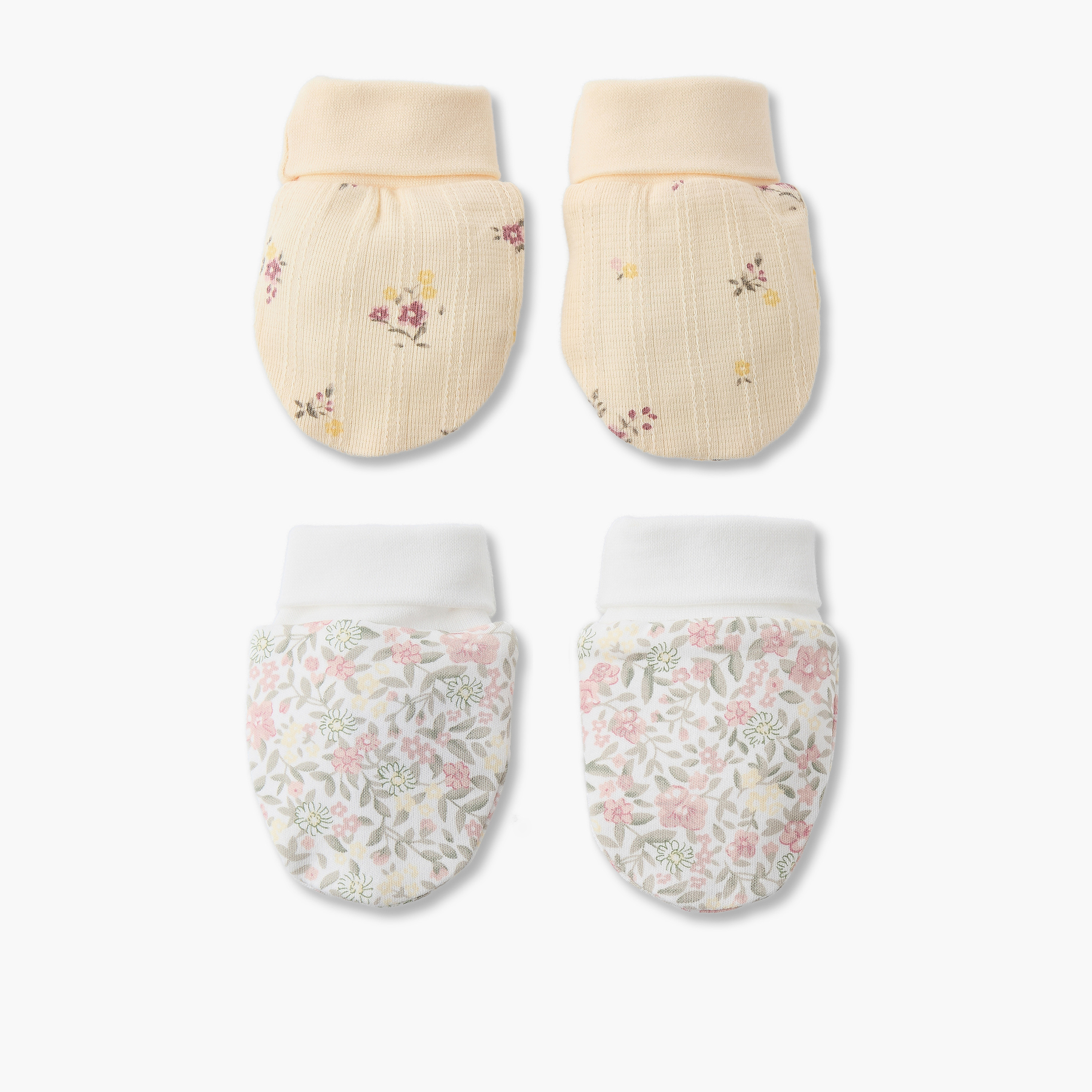 Pack of 2 Juniors Mittens with Floral Print, 0-36 months-baby-girls-accessories-mittens-image-1
