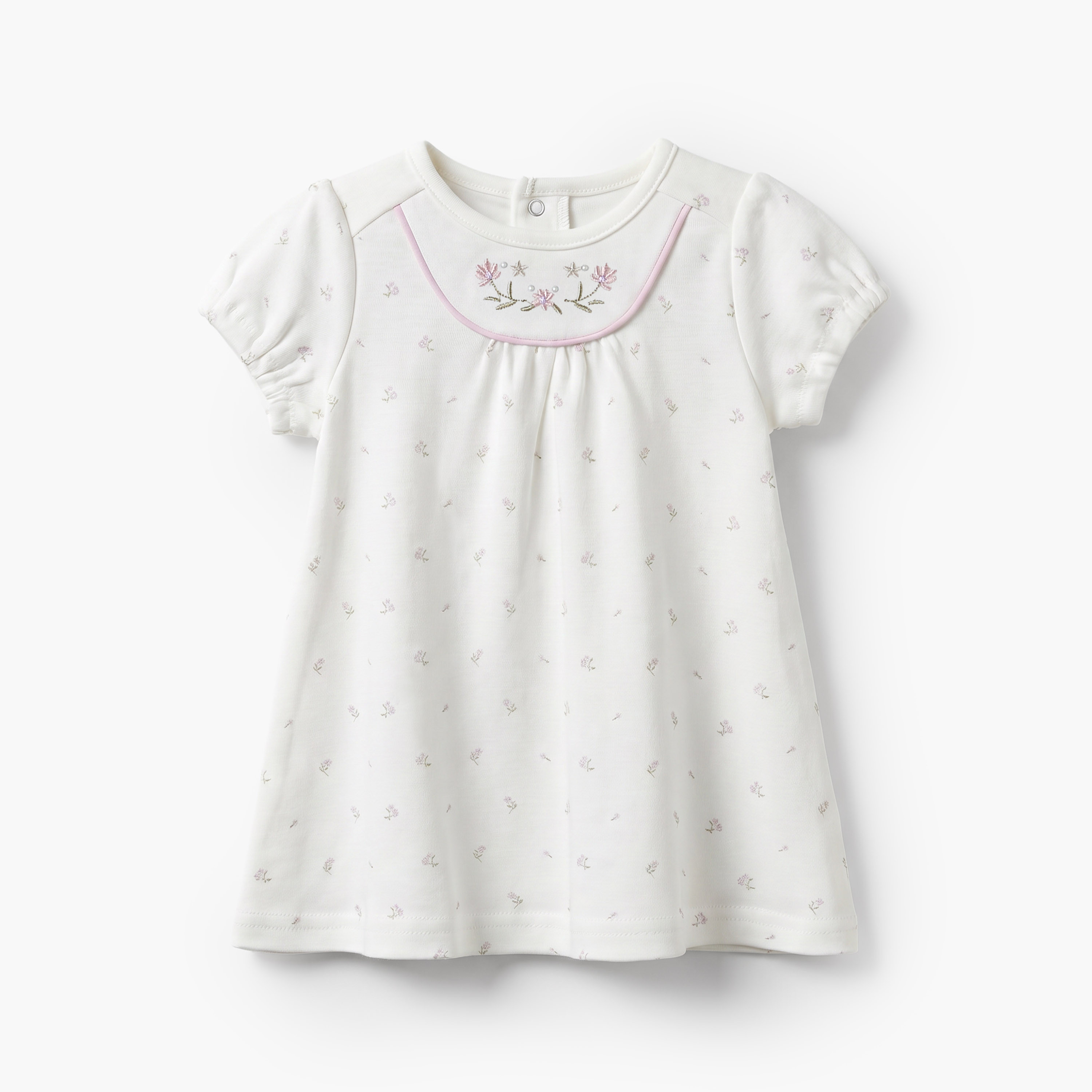 Giggles Round Neck Short Sleeves Knee Length A-line Dress with Floral Print-baby-girls-clothing-dressesandjumpsuits-image-2