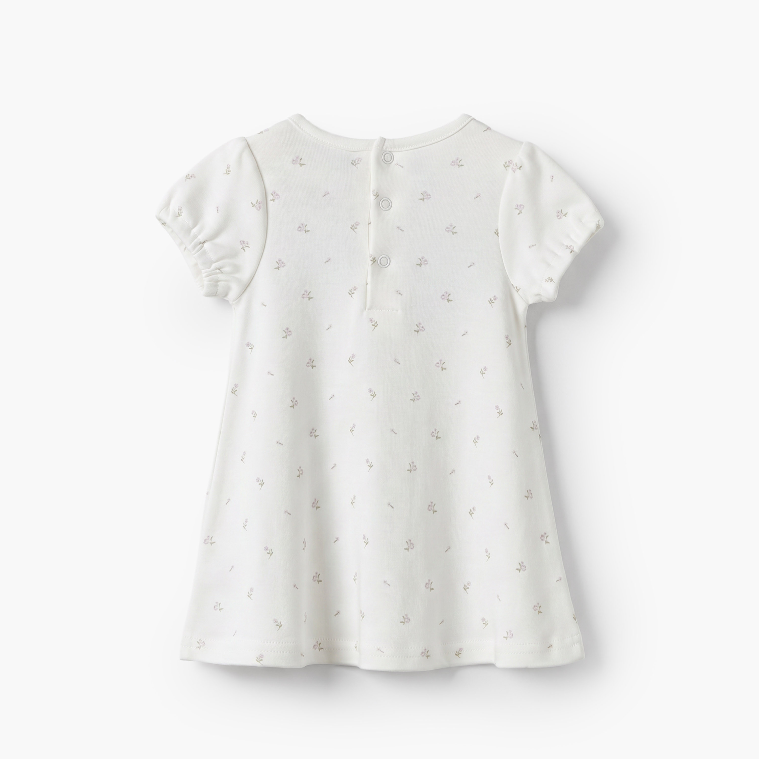 Giggles Round Neck Short Sleeves Knee Length A-line Dress with Floral Print-baby-girls-clothing-dressesandjumpsuits-image-3