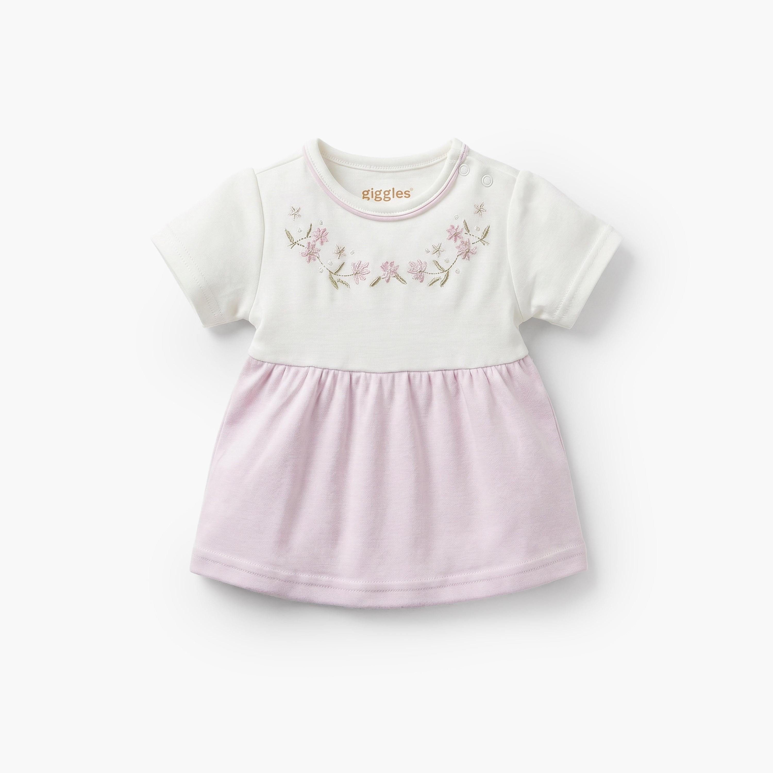 Giggles Round Neck Short Sleeves Pyjama Set with Floral Print-baby-girls-clothing-nightwear-pyjamasets-image-3
