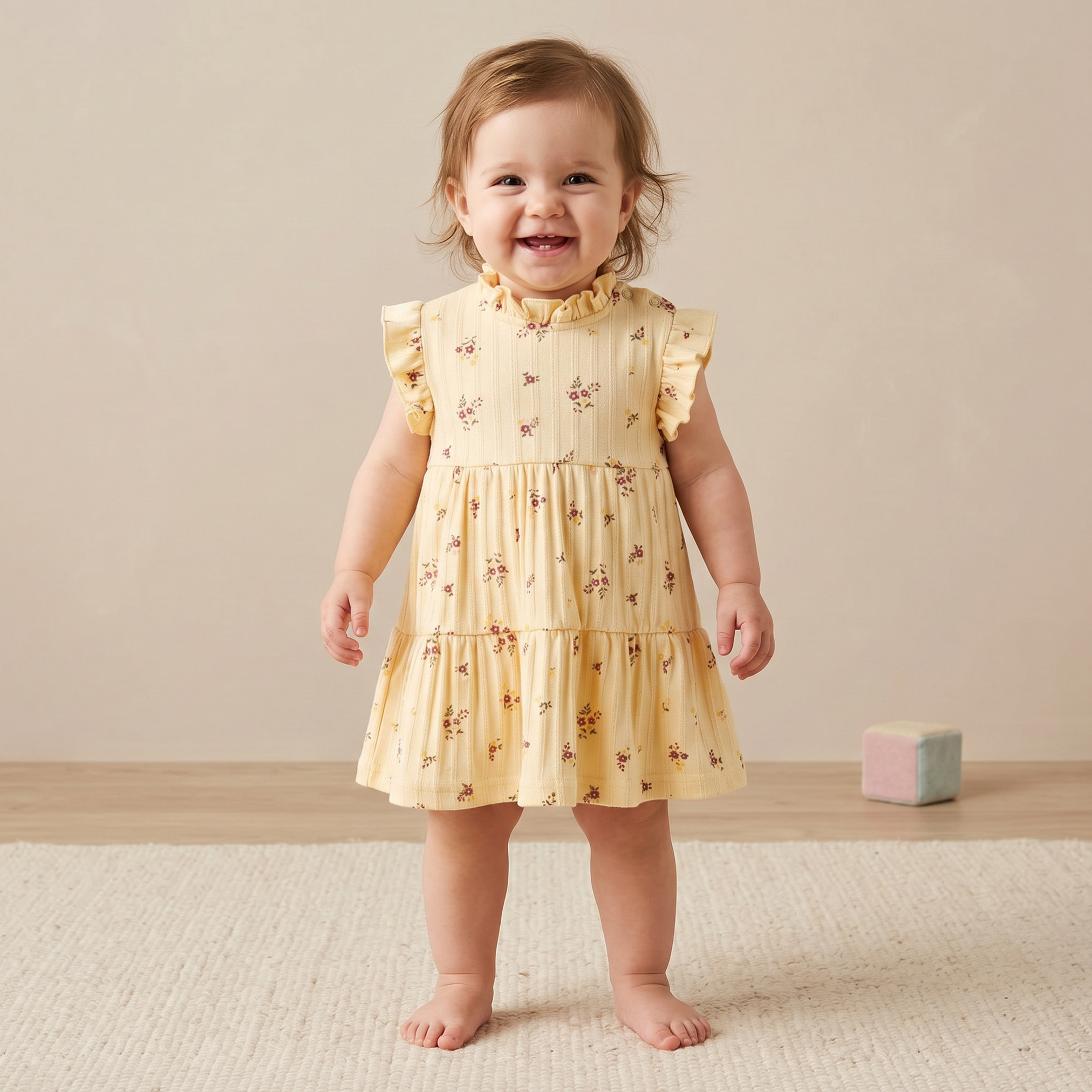 Juniors High Neck Sleeveless Knee Length A-Line Dress with Floral Print-baby-girls-clothing-dressesandjumpsuits-image-1