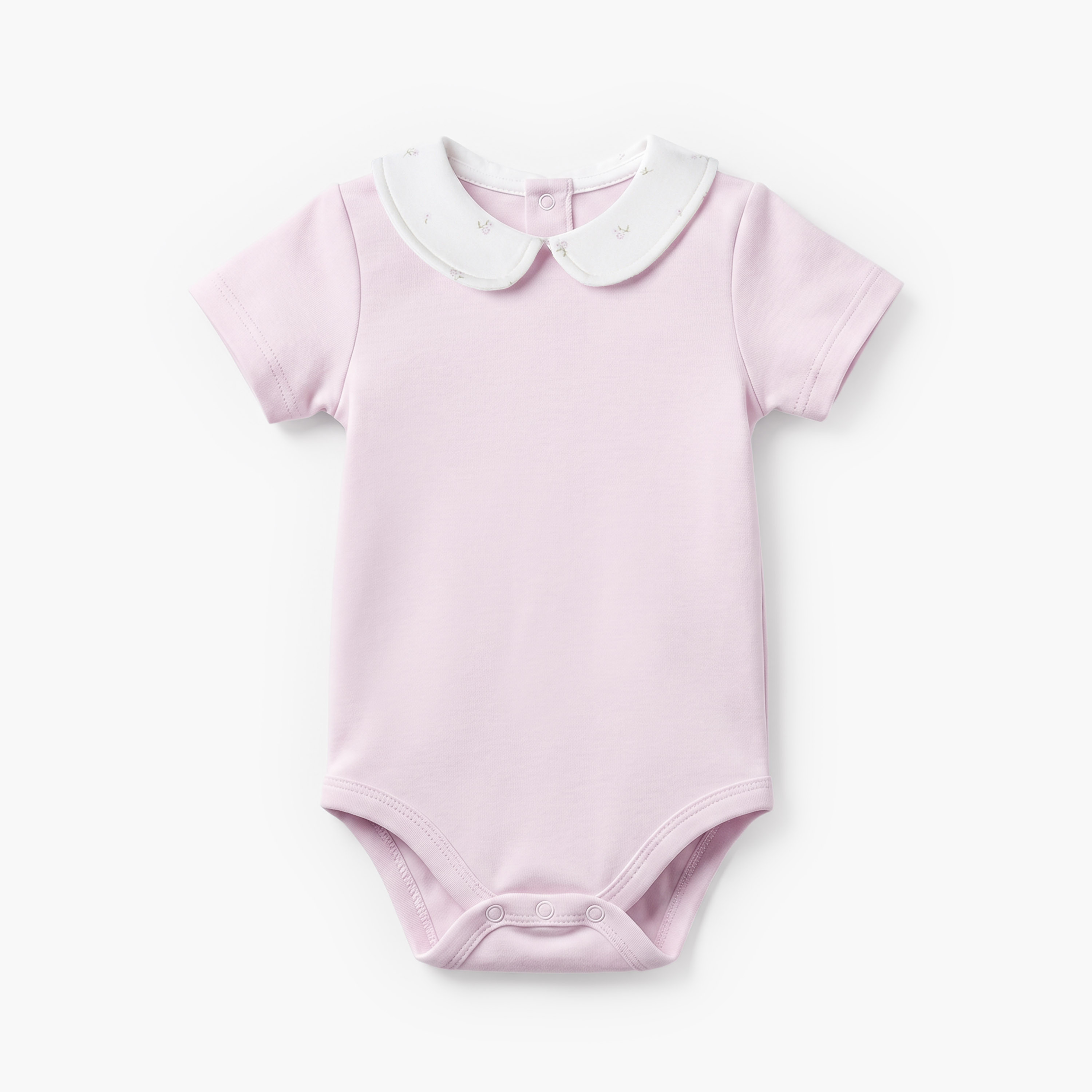 Giggles Cotton Peter Pan Collar Short Sleeves Bodysuit with Floral Print-baby-girls-clothing-bodysuits-image-2