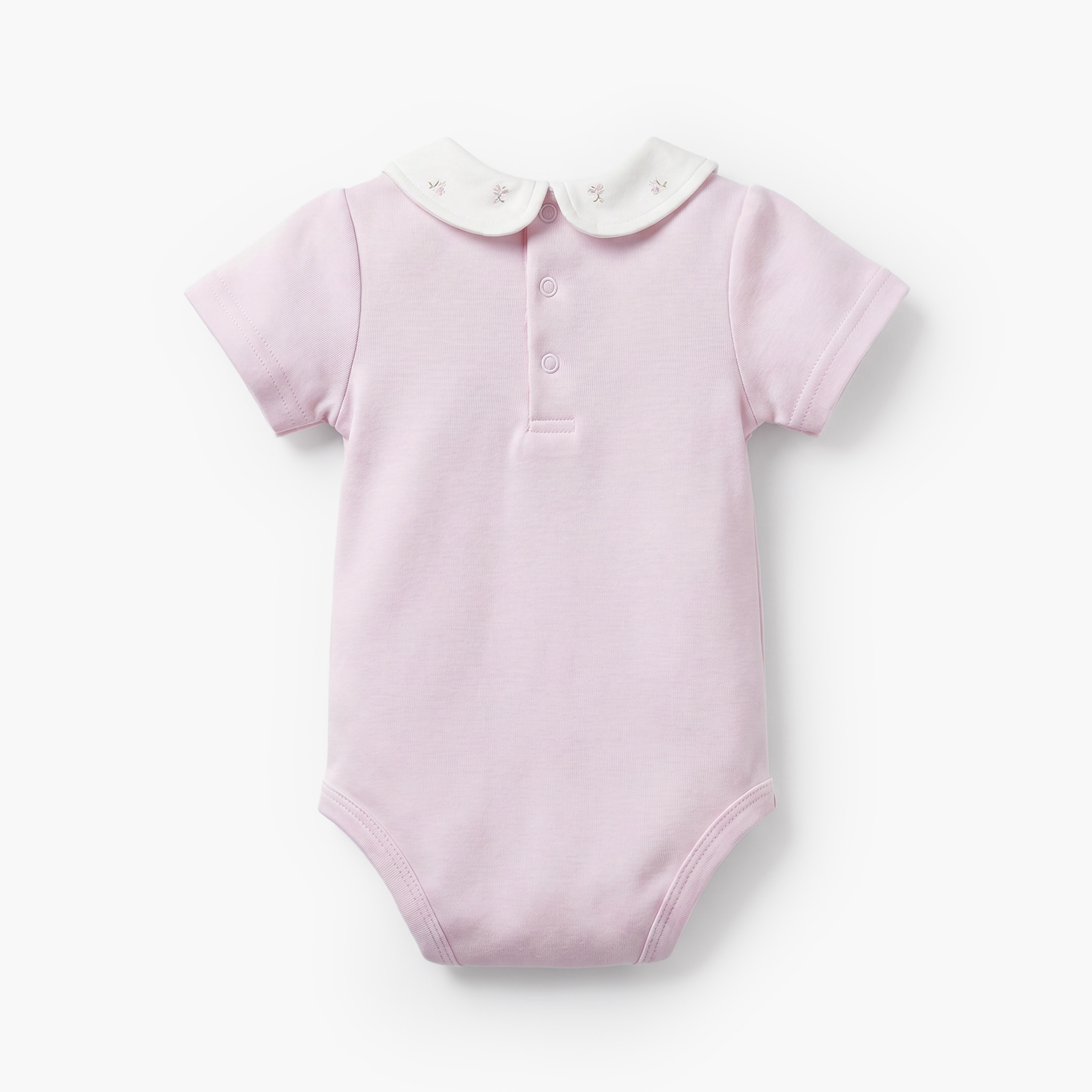 Giggles Cotton Peter Pan Collar Short Sleeves Bodysuit with Floral Print-baby-girls-clothing-bodysuits-image-3